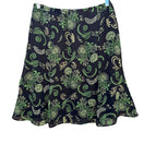 Switch Black Green Vintage Y2K Floral Swirl Print Womens Back Zip Flare Hem Lined Skirt 3 image