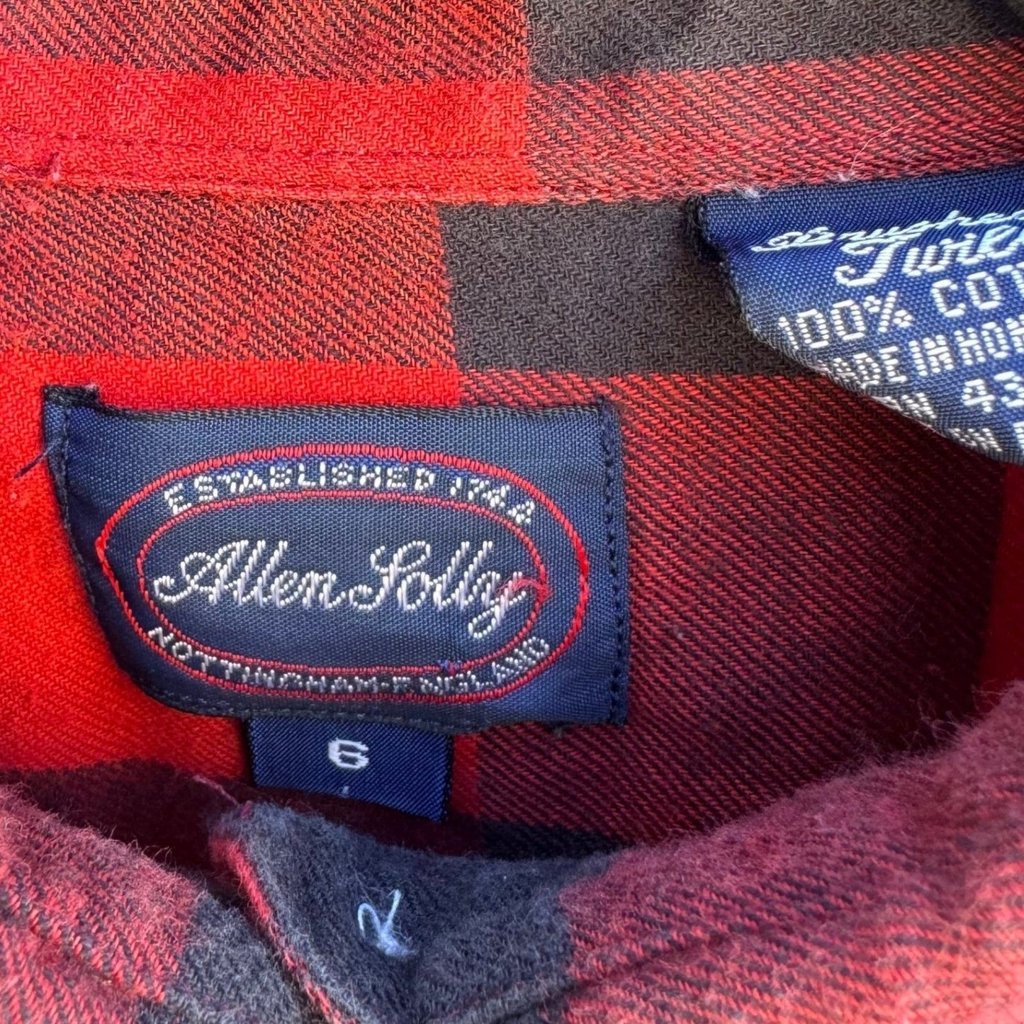 Allen Solly Mens Buffalo Plaid Flannel Button Down Shirt Red Black Cotton Size 6