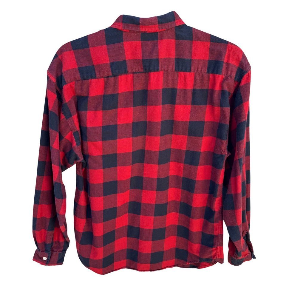 Allen Solly Mens Buffalo Plaid Flannel Button Down Shirt Red Black Cotton Size 6