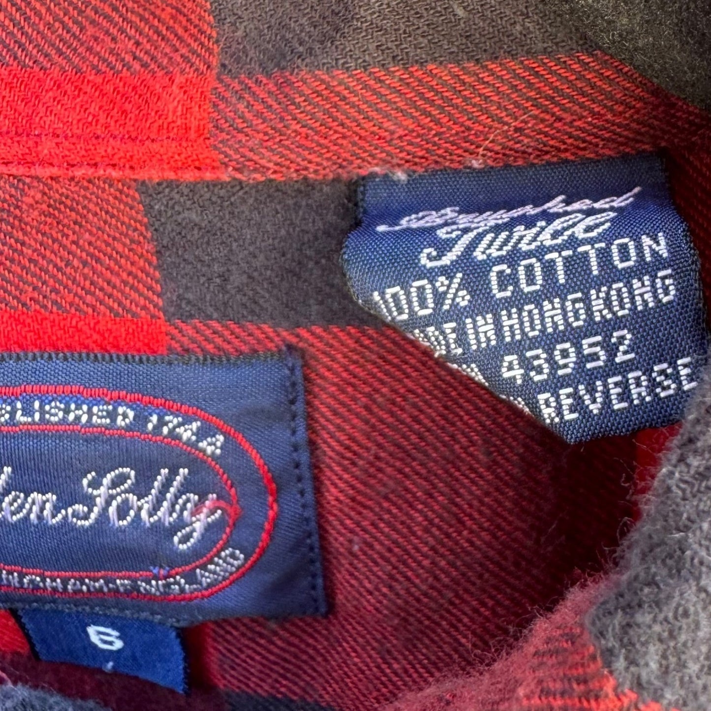 Allen Solly Mens Buffalo Plaid Flannel Button Down Shirt Red Black Cotton Size 6