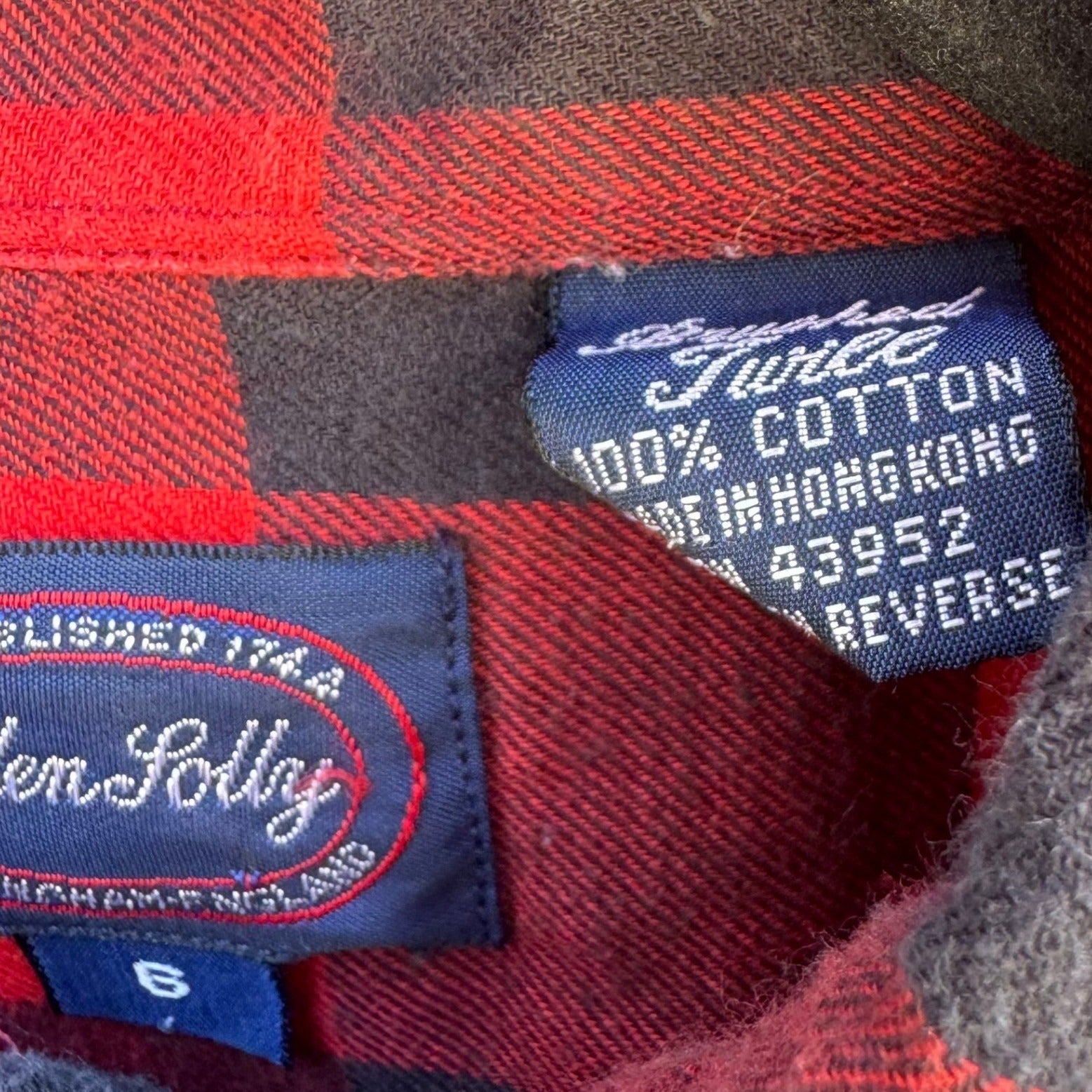 Allen Solly Mens Buffalo Plaid Flannel Button Down Shirt Red Black Cotton Size 6