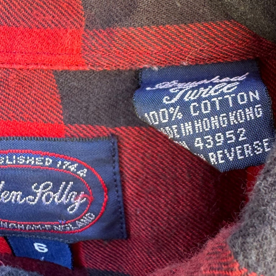 Allen Solly Mens Buffalo Plaid Flannel Button Down Shirt Red Black Cotton Size 6