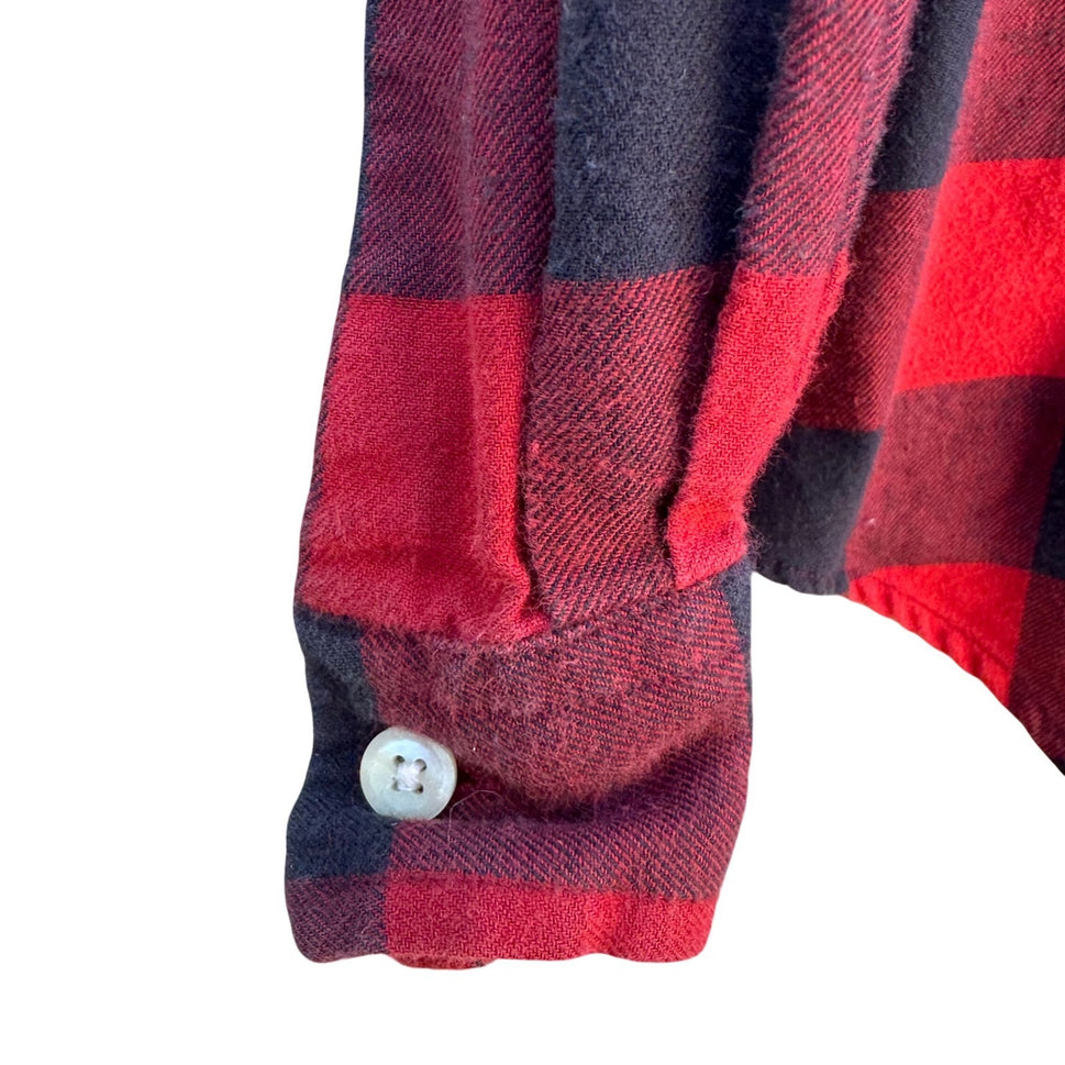 Allen Solly Mens Buffalo Plaid Flannel Button Down Shirt Red Black Cotton Size 6
