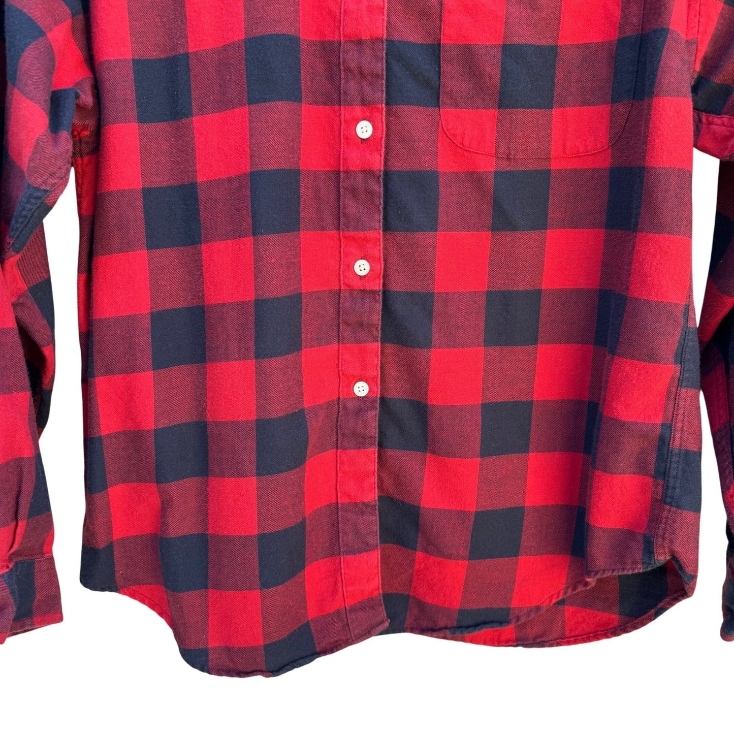 Allen Solly Mens Buffalo Plaid Flannel Button Down Shirt Red Black Cotton Size 6