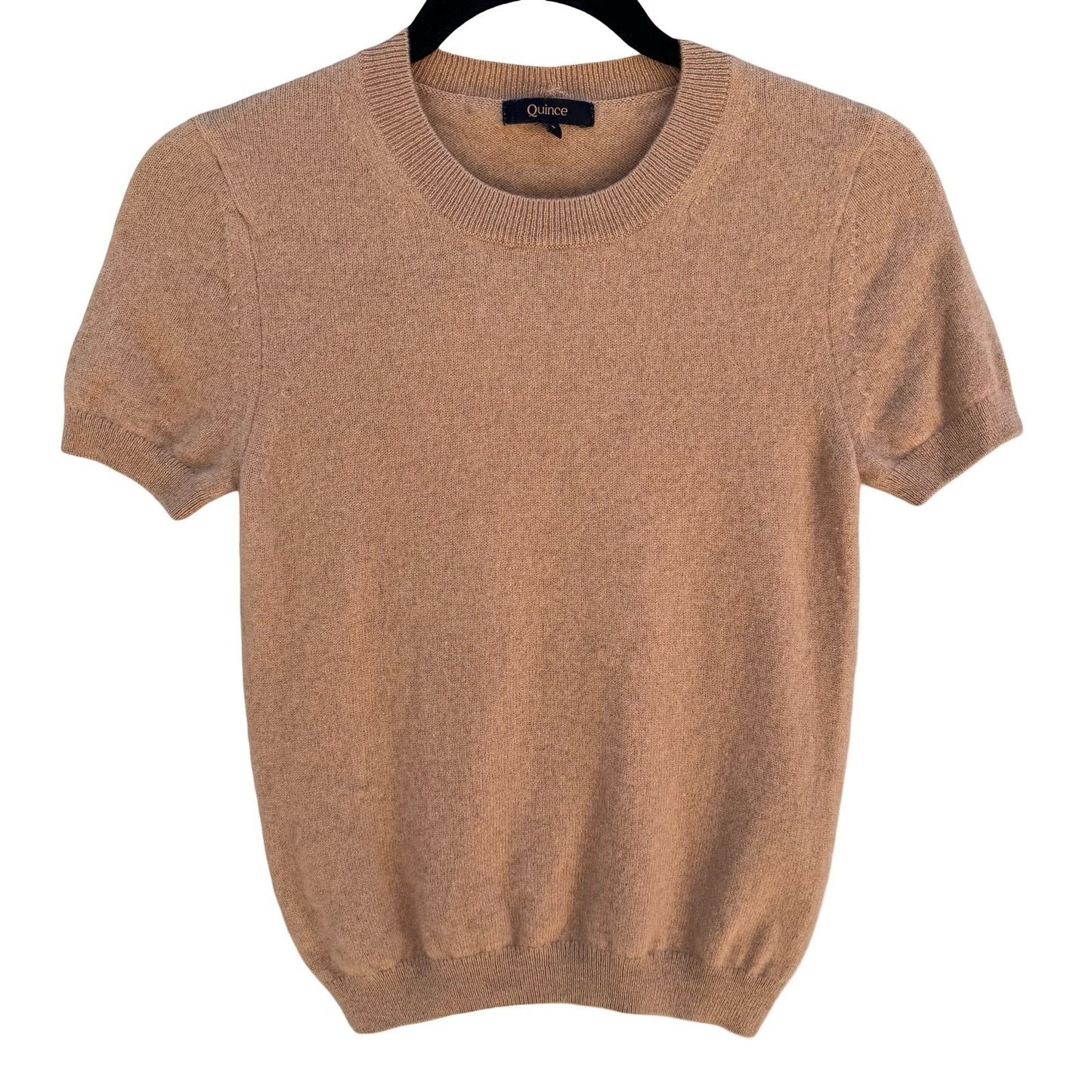 Quince Mongolian Cashmere Tee Camel Quiet Luxury Old Money Minimalist Sweater S