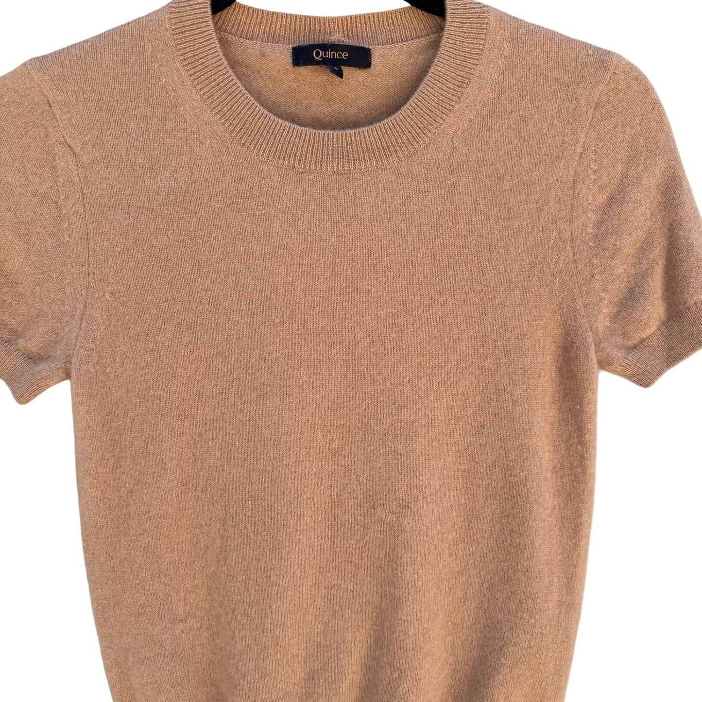 Quince Mongolian Cashmere Tee Camel Quiet Luxury Old Money Minimalist Sweater S