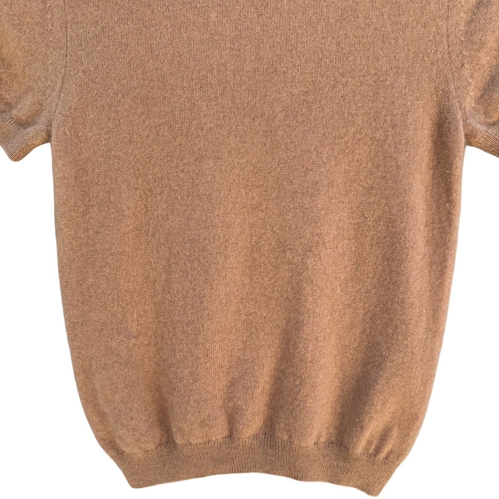 Quince Mongolian Cashmere Tee Camel Quiet Luxury Old Money Minimalist Sweater S