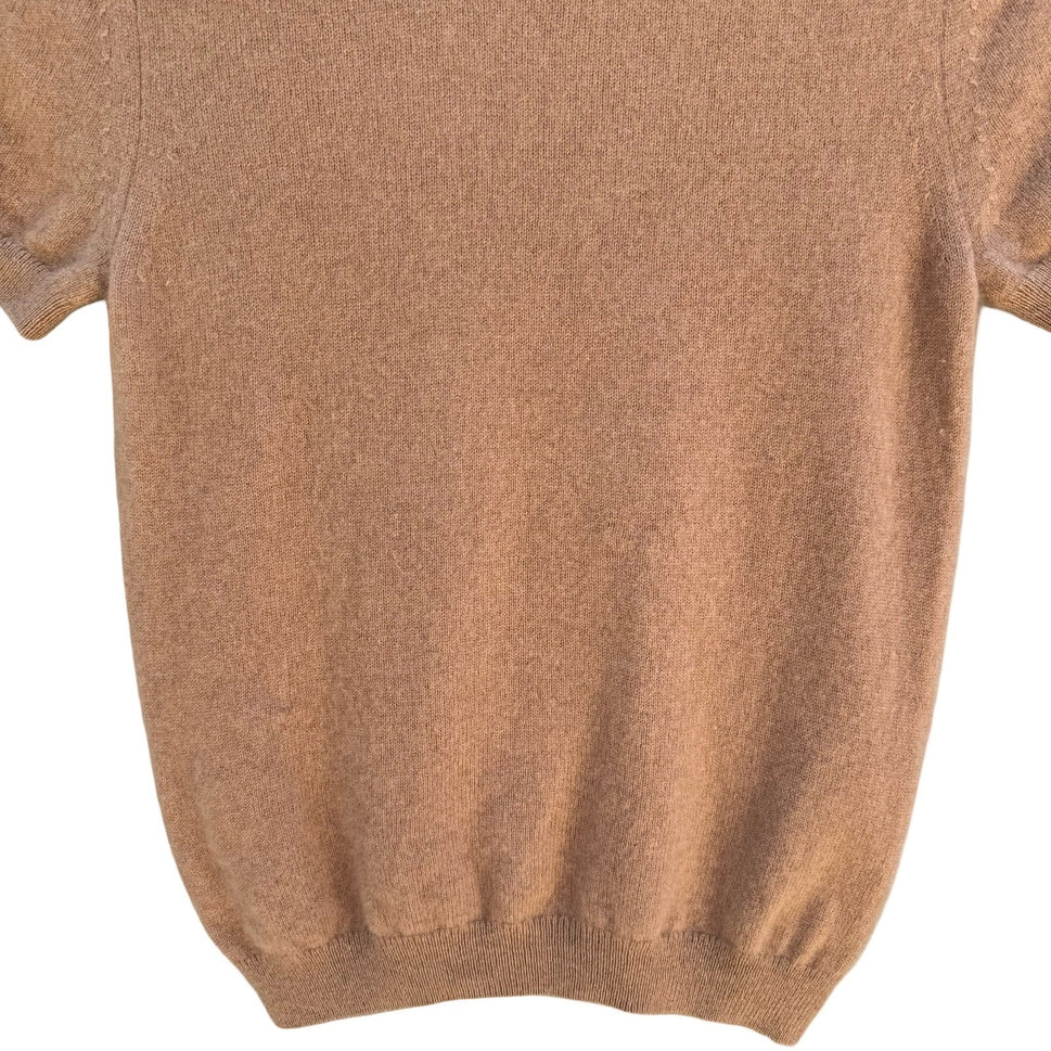 Quince Mongolian Cashmere Tee Camel Quiet Luxury Old Money Minimalist Sweater S