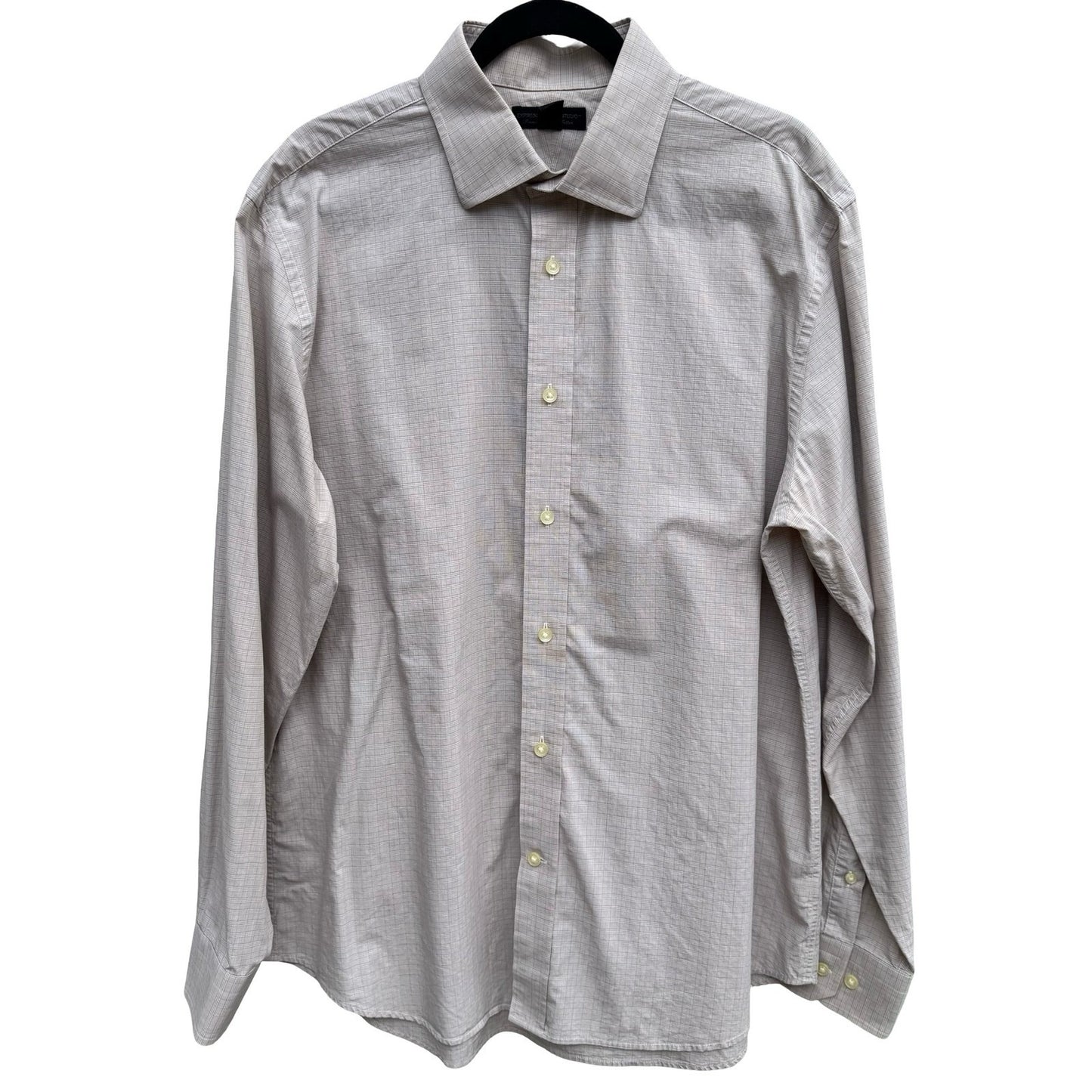 Express Design Studio Mens XL Tan Micro Grid Premium Woven Cotton Shirt Modern