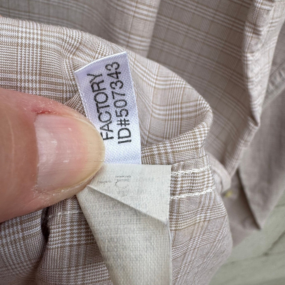 Express Design Studio Mens XL Tan Micro Grid Premium Woven Cotton Shirt Modern