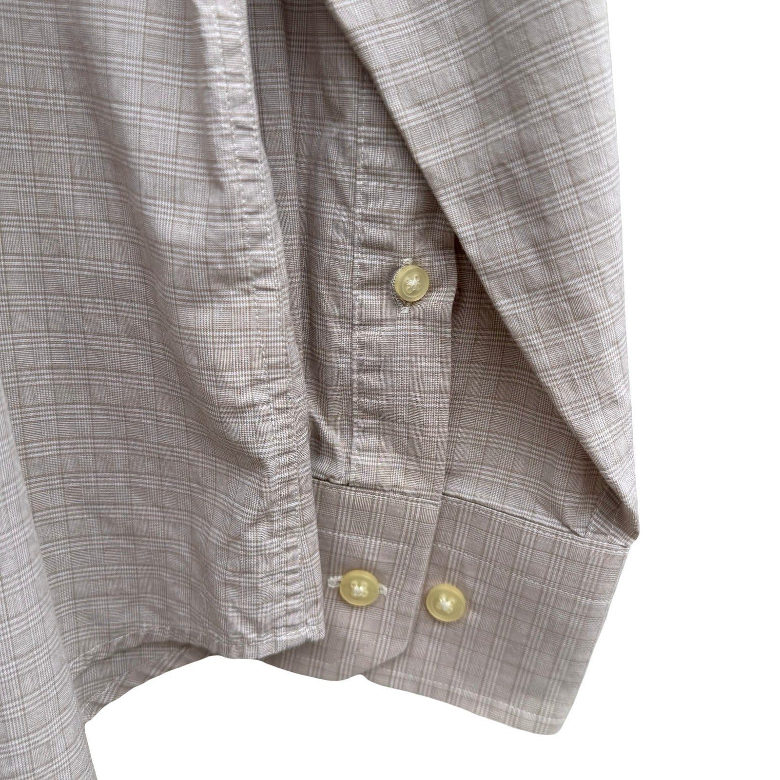 Express Design Studio Mens XL Tan Micro Grid Premium Woven Cotton Shirt Modern