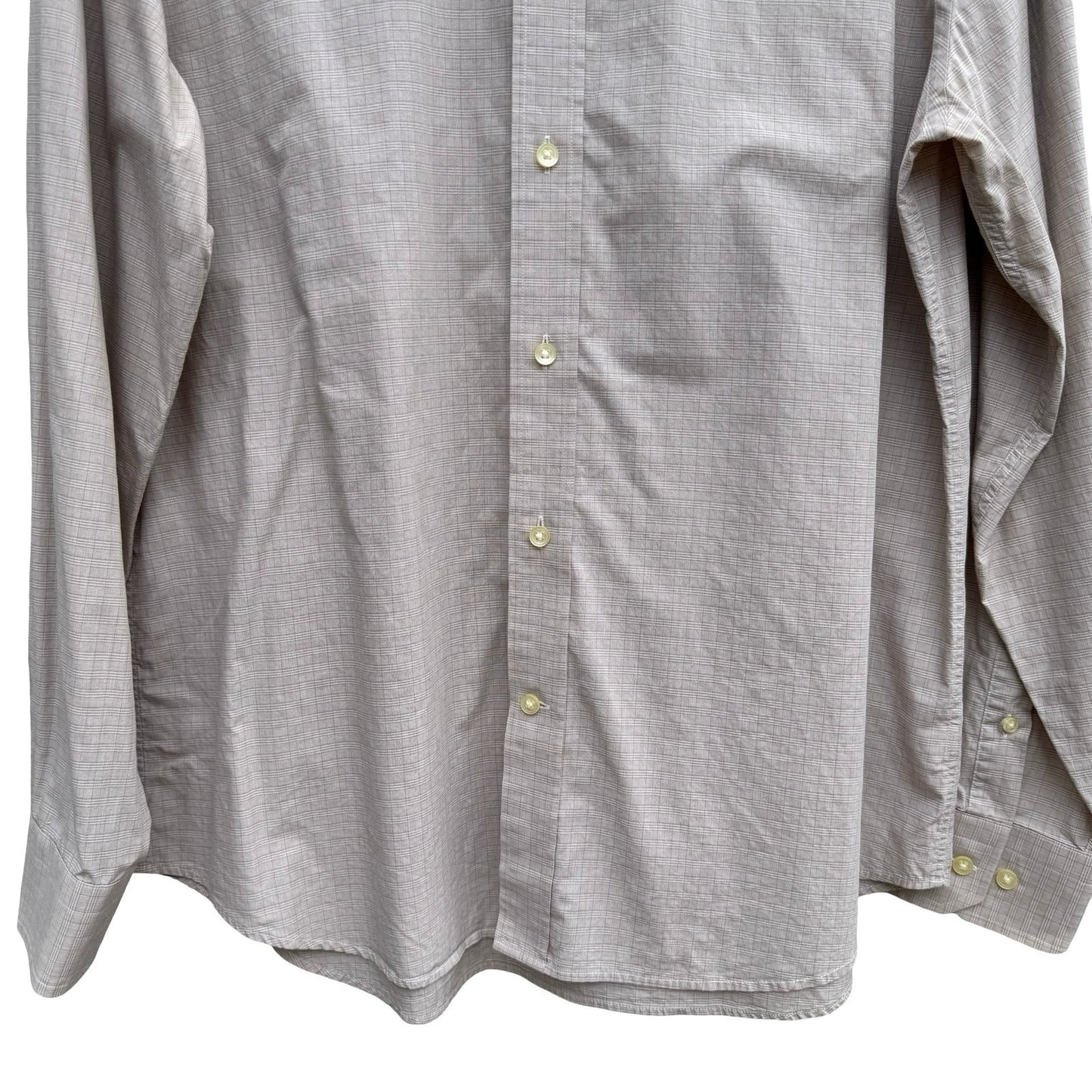 Express Design Studio Mens XL Tan Micro Grid Premium Woven Cotton Shirt Modern