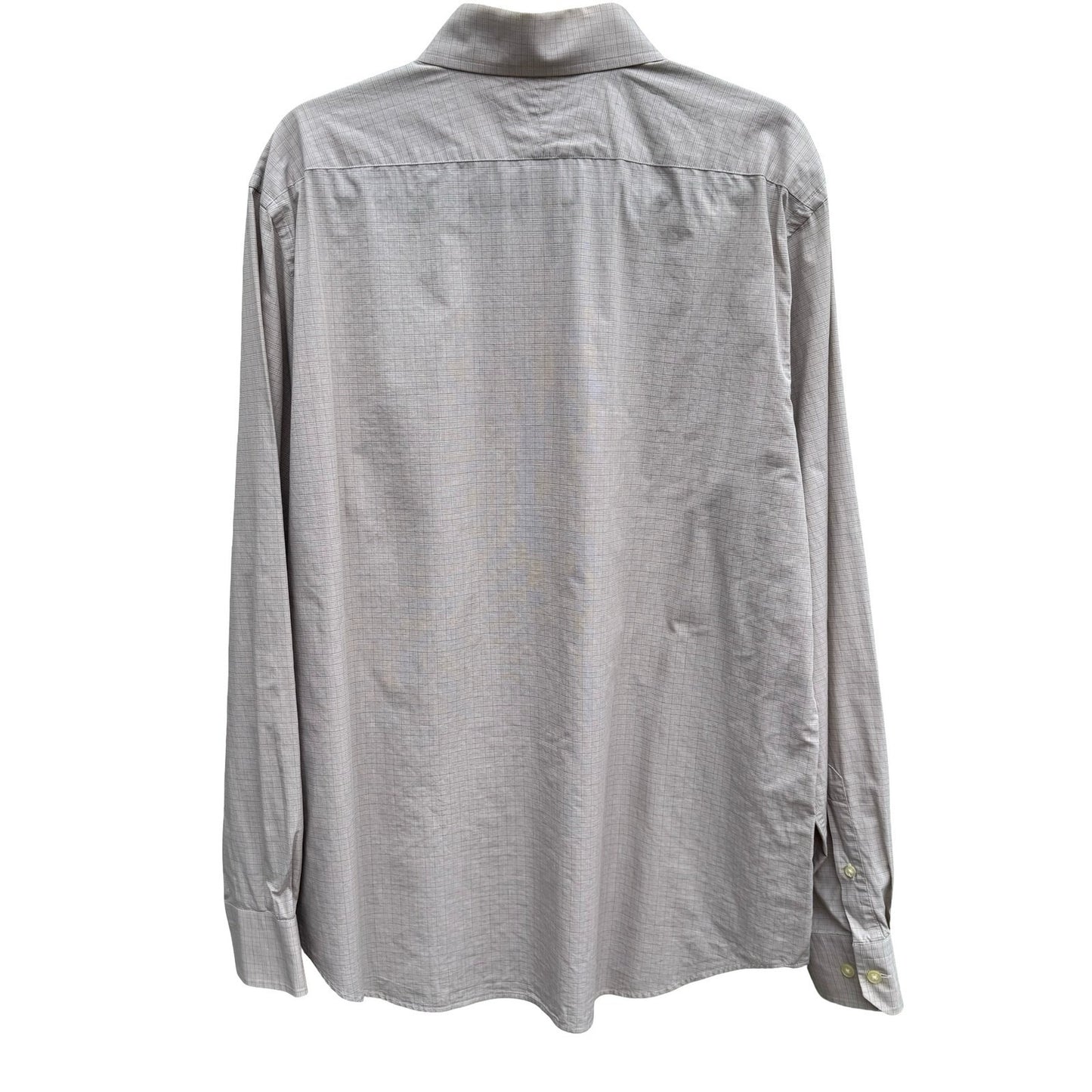 Express Design Studio Mens XL Tan Micro Grid Premium Woven Cotton Shirt Modern