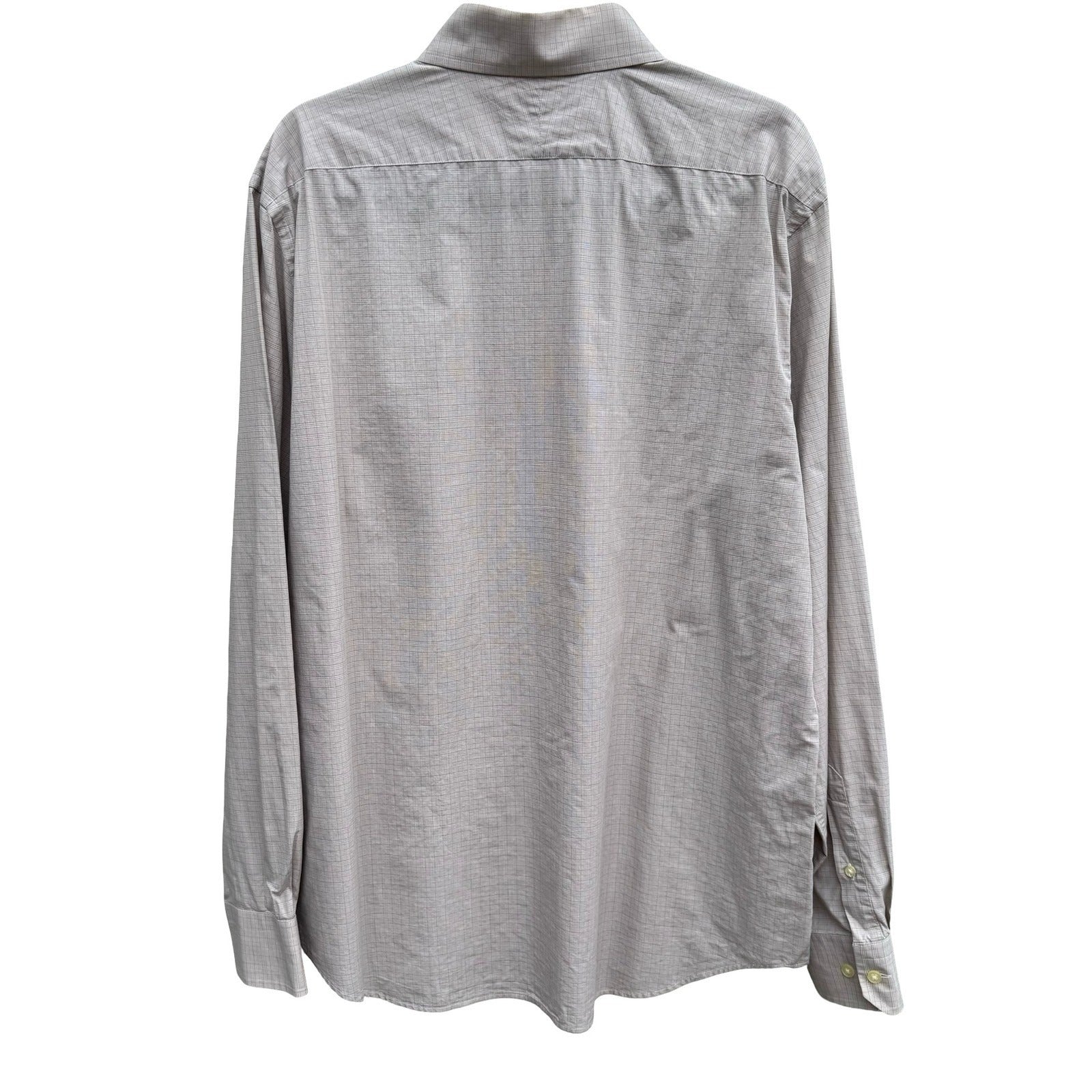 Express Design Studio Mens XL Tan Micro Grid Premium Woven Cotton Shirt Modern