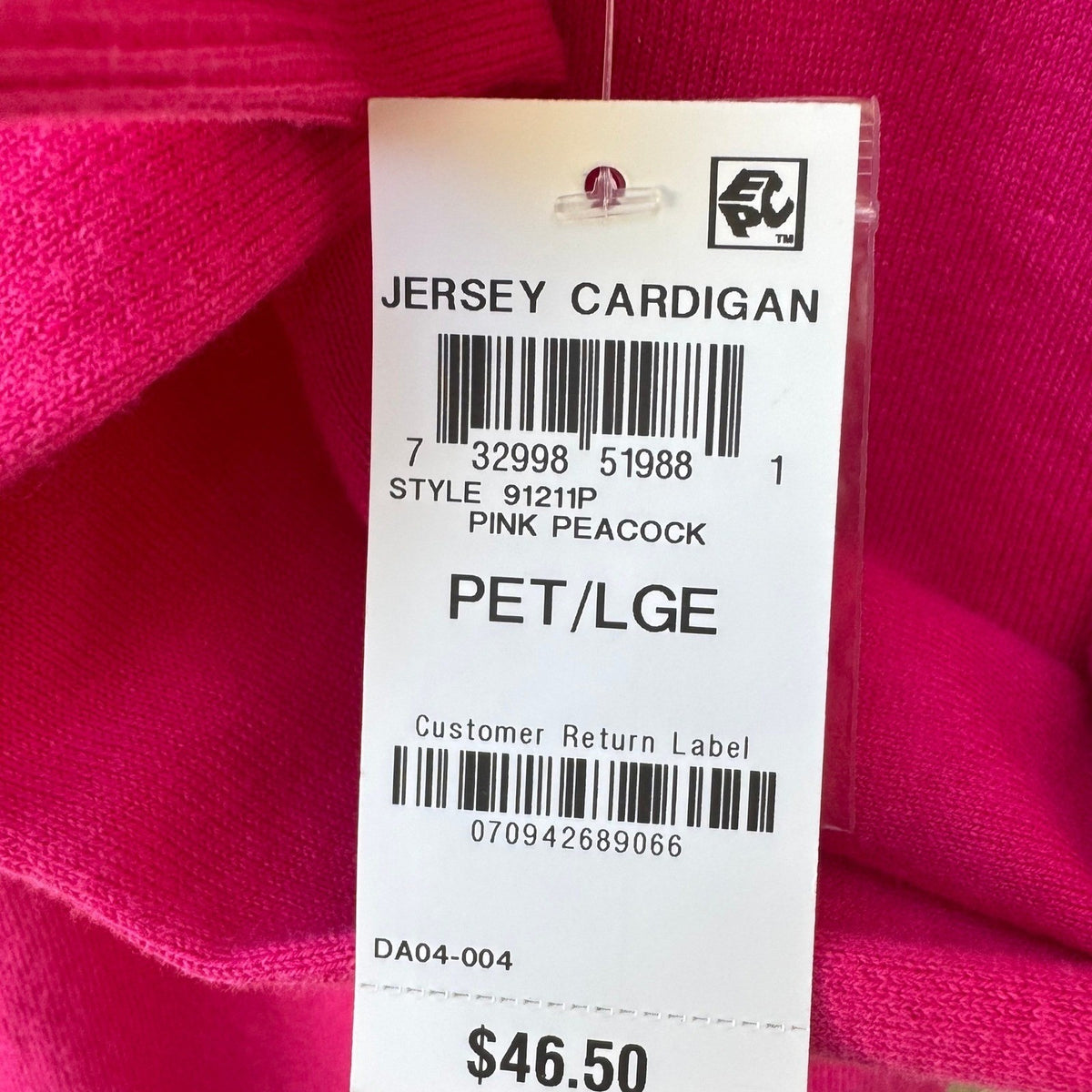 Karen Scott Barbiecore Preppy Layering Cozy Jersey Cardigan Sweater Pink L NEW