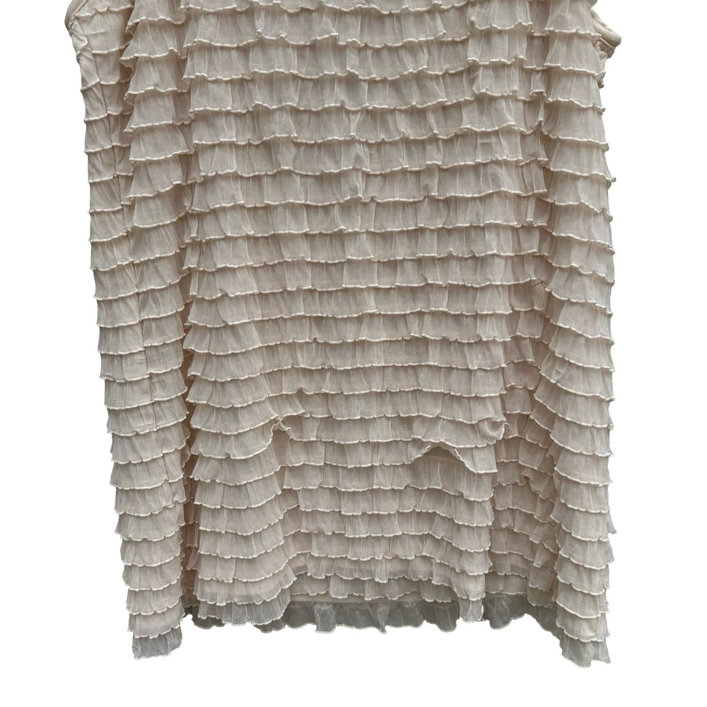 JTB Cream Tiered Ruffle Sleeveless Tank Top Scoop Neck Coquette Romantic Fairy