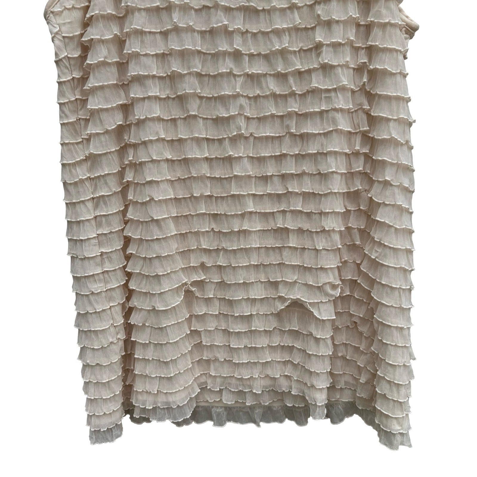 JTB Cream Tiered Ruffle Sleeveless Tank Top Scoop Neck Coquette Romantic Fairy