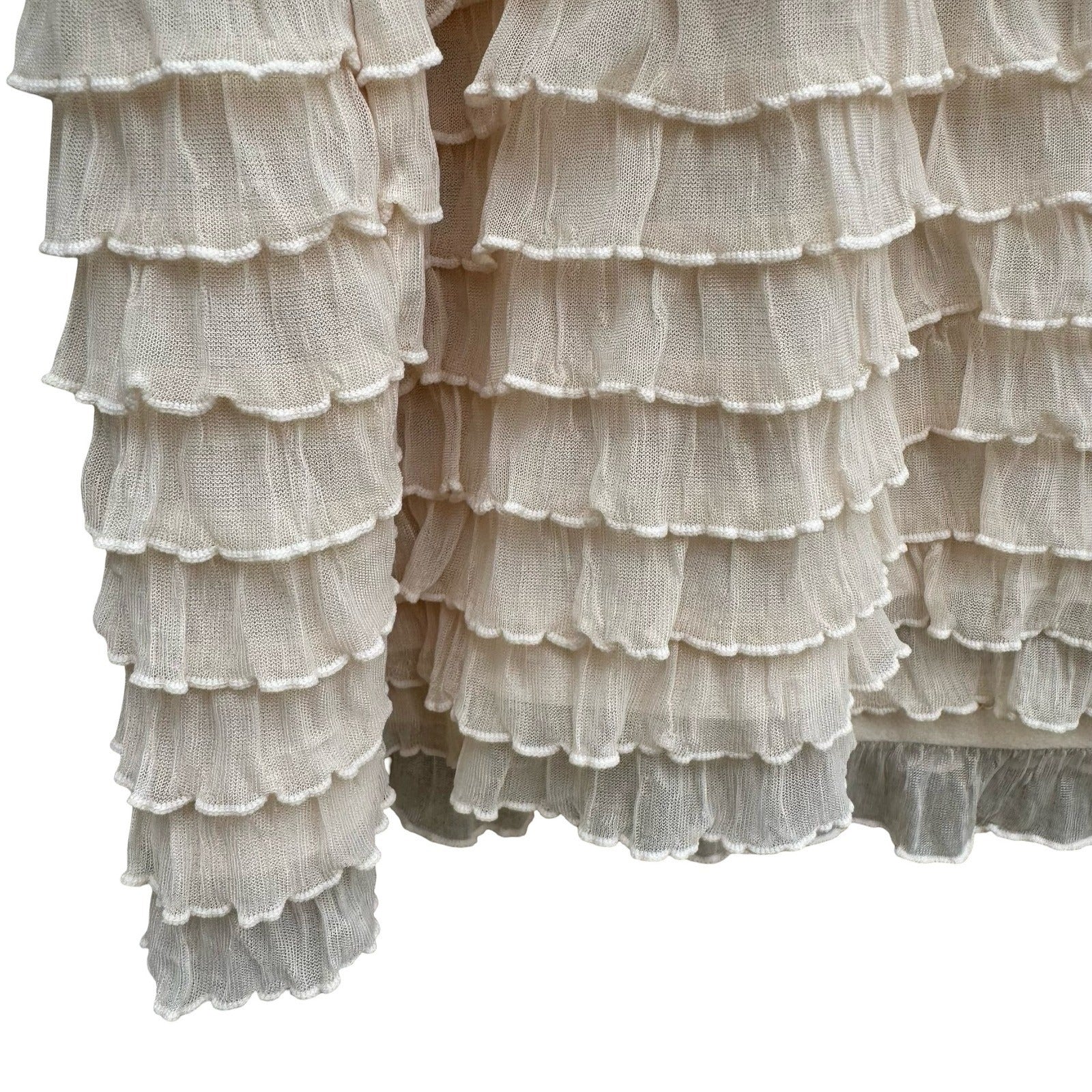JTB Cream Tiered Ruffle Sleeveless Tank Top Scoop Neck Coquette Romantic Fairy