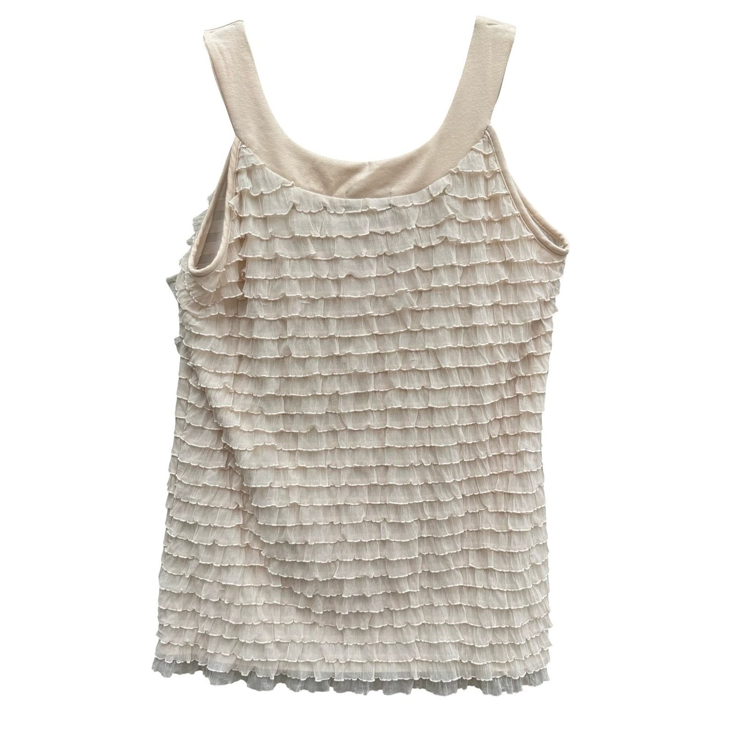 JTB Cream Tiered Ruffle Sleeveless Tank Top Scoop Neck Coquette Romantic Fairy