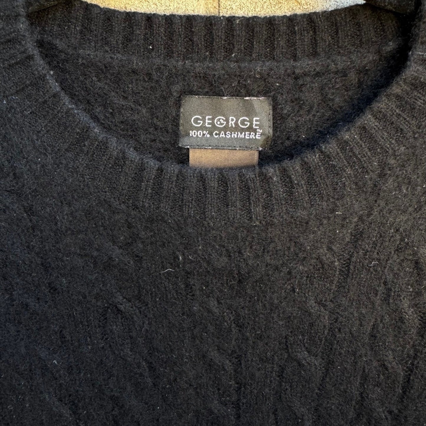 George 100% Cashmere  Quiet Luxury Minimalist Preppy Cozy Cable Knit Sweater S