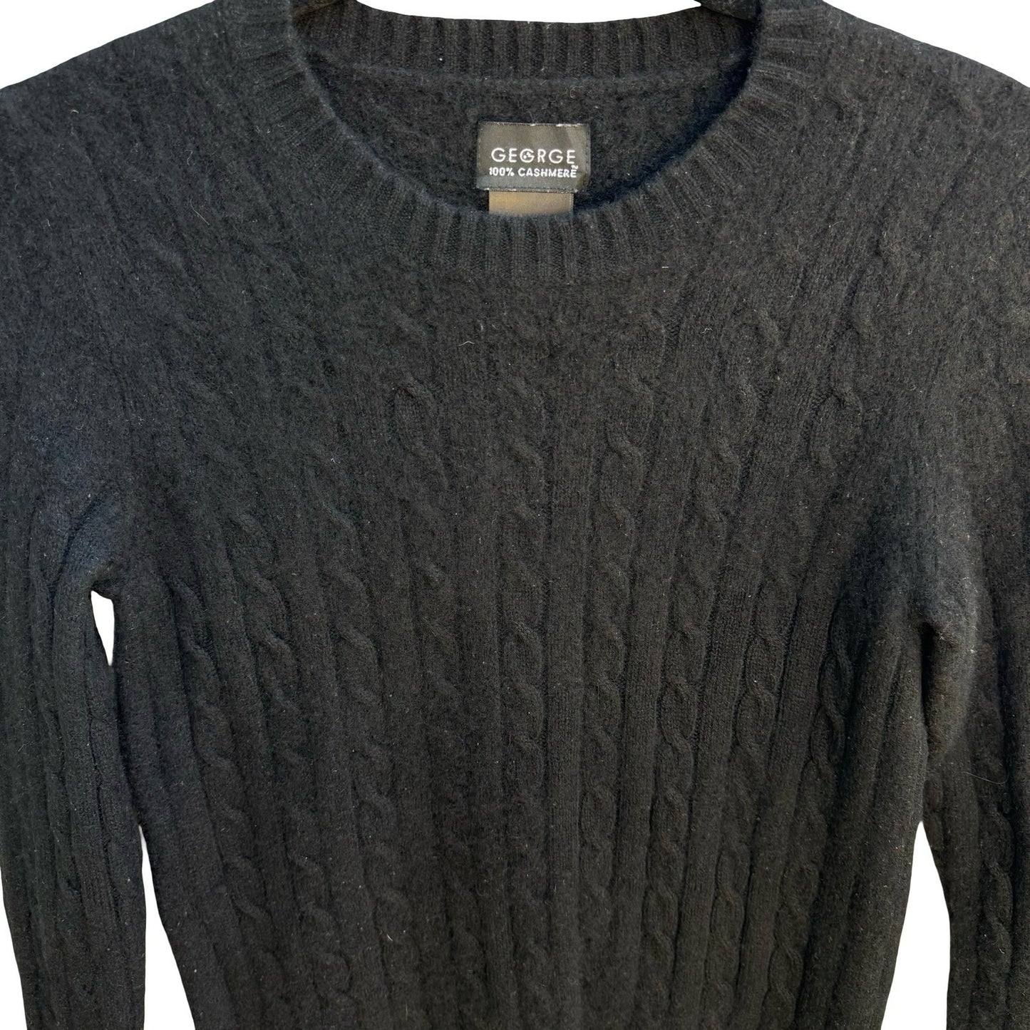 George 100% Cashmere  Quiet Luxury Minimalist Preppy Cozy Cable Knit Sweater S