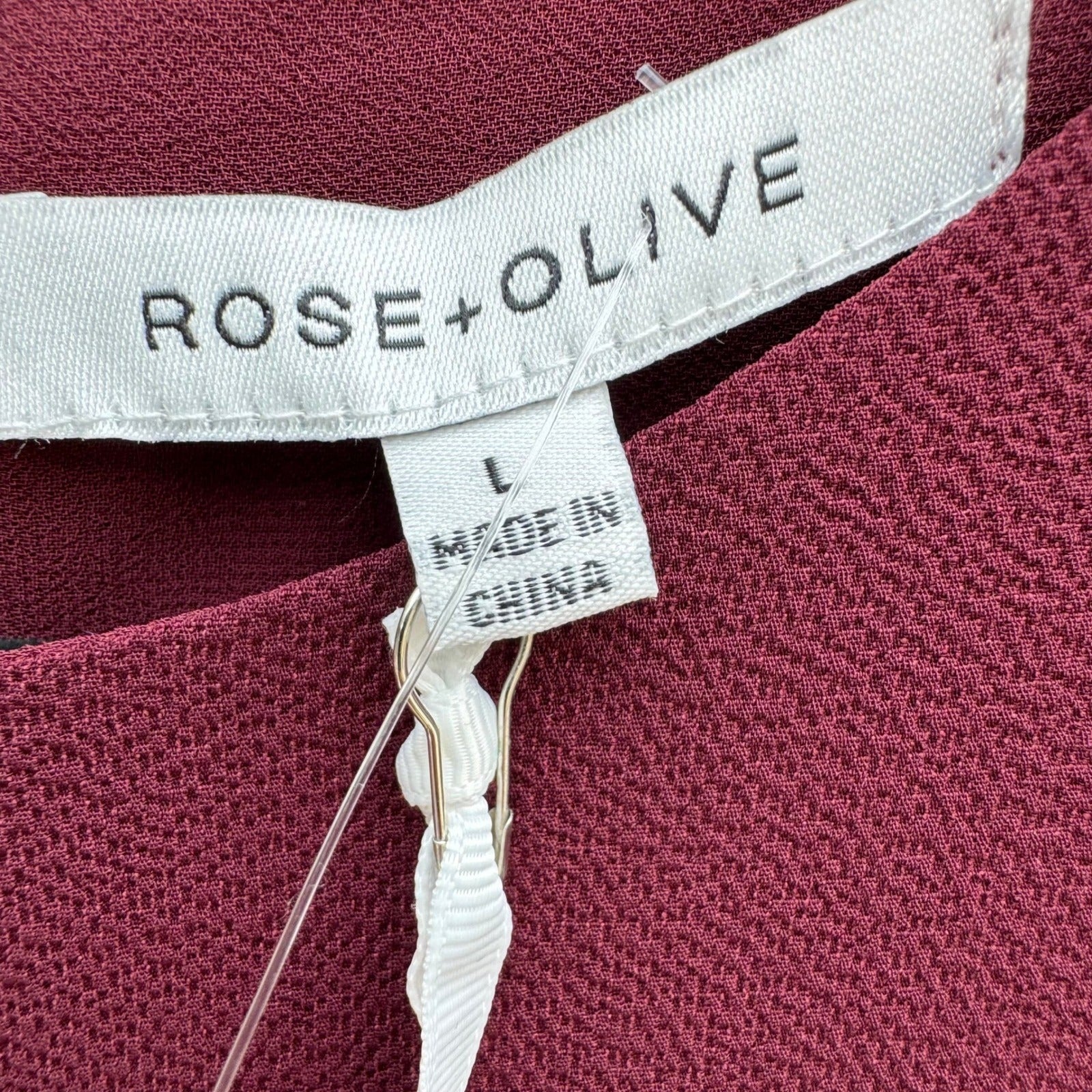 Rose + Olive Burgundy Sleeveless Layered Chiffon Hem Blouse Large NEW Layering