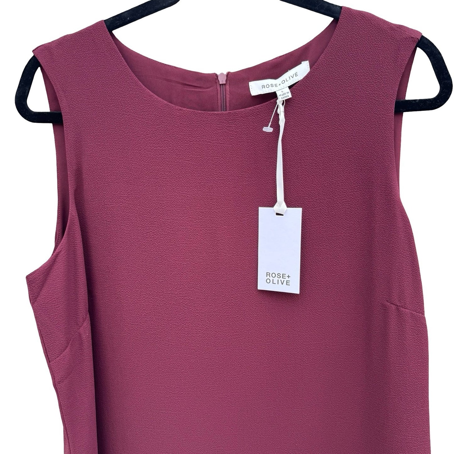 Rose + Olive Burgundy Sleeveless Layered Chiffon Hem Blouse Large NEW Layering