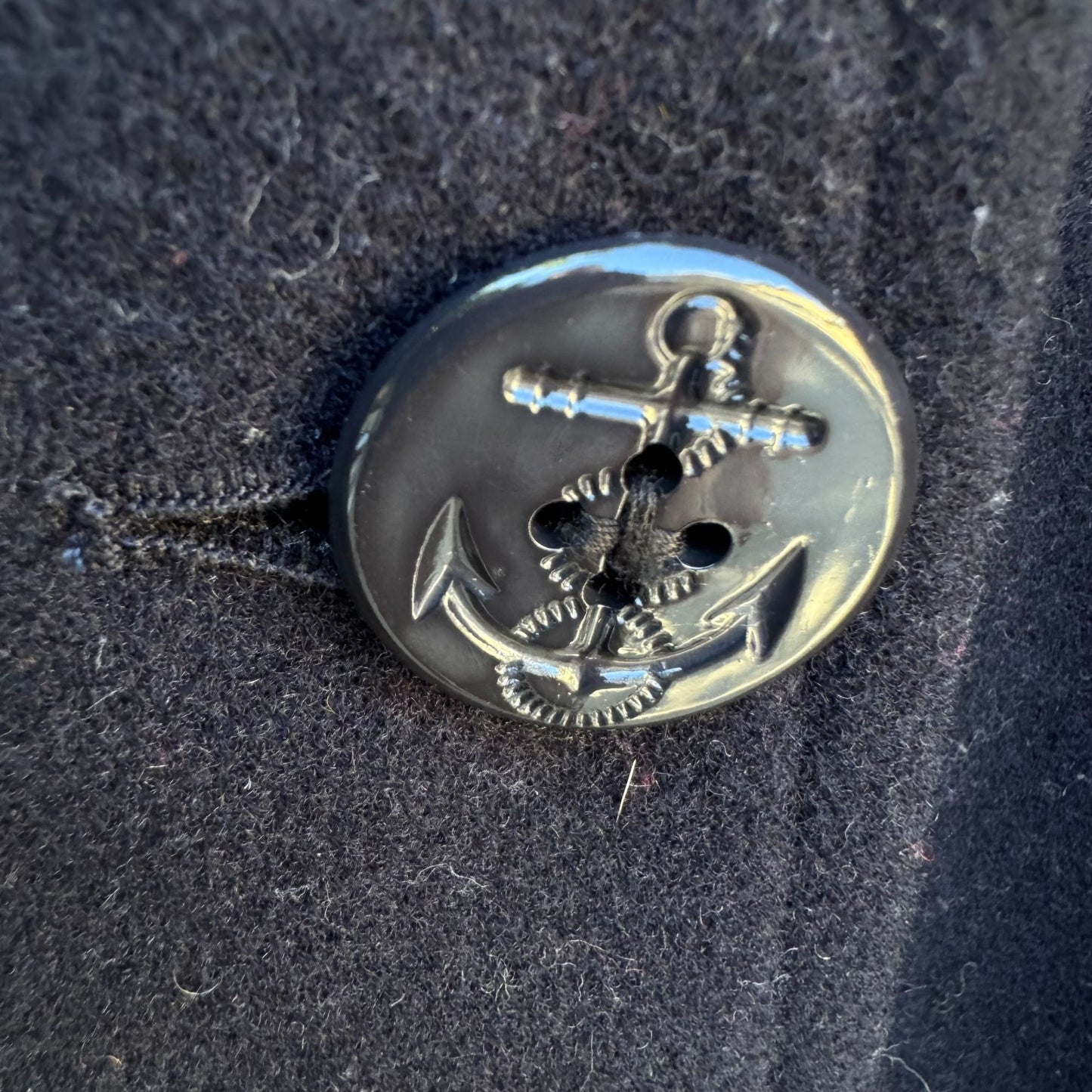 Vintage Navy Blue Nautical Wool Peacoat Red Lining Anchor Buttons Maritime 3XL