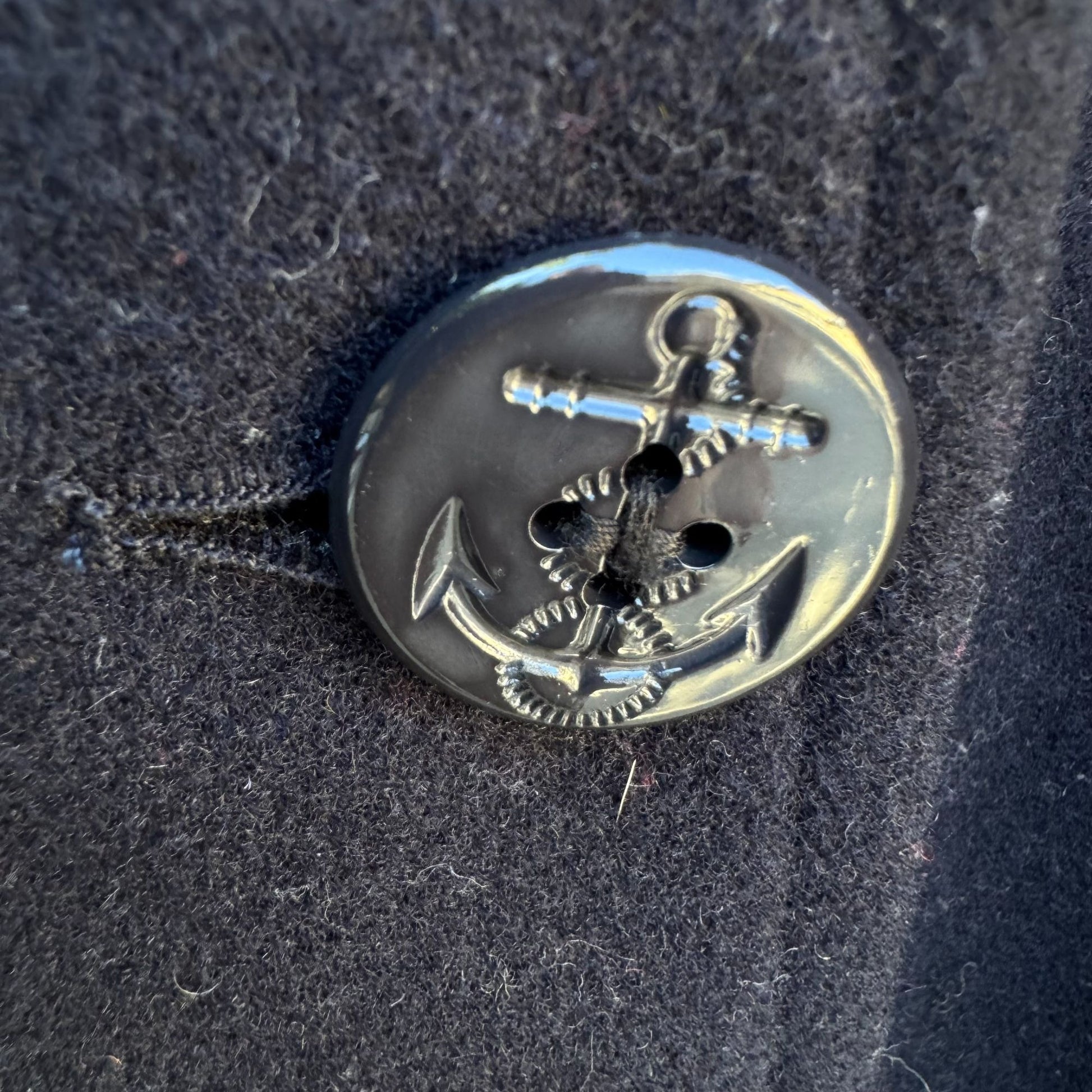 Vintage Navy Blue Nautical Wool Peacoat Red Lining Anchor Buttons Maritime 3XL