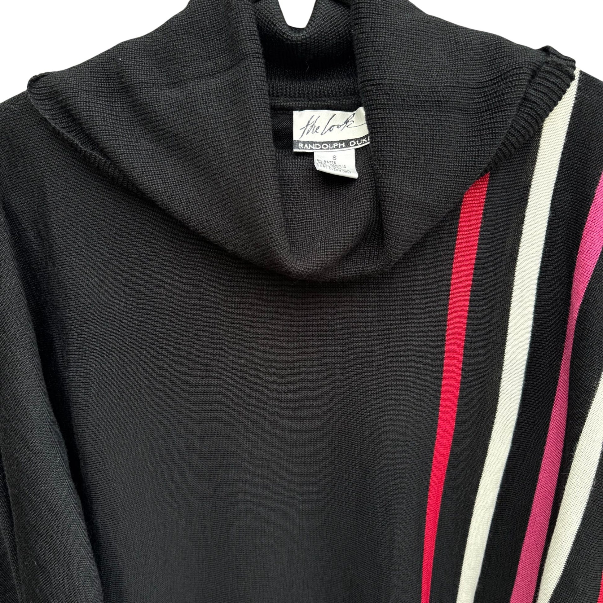Randolph Duke The Look Womens Black Striped Cowl Neck Sweater Dolman Sleeves S