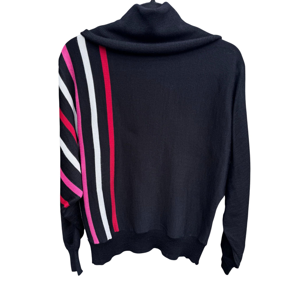 Randolph Duke The Look Womens Black Striped Cowl Neck Sweater Dolman Sleeves S