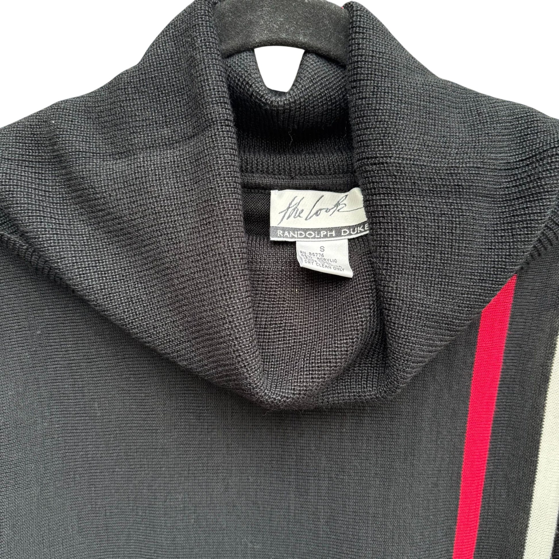 Randolph Duke The Look Womens Black Striped Cowl Neck Sweater Dolman Sleeves S