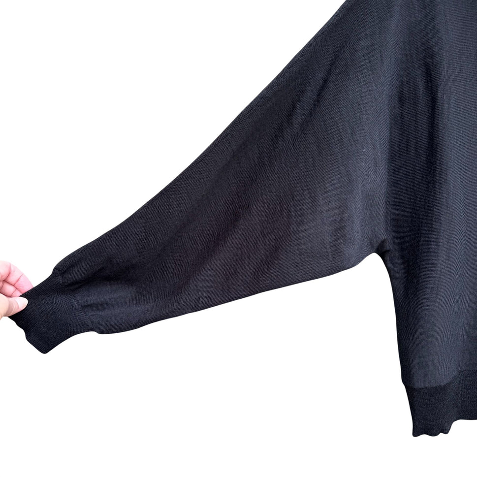 Randolph Duke The Look Womens Black Striped Cowl Neck Sweater Dolman Sleeves S