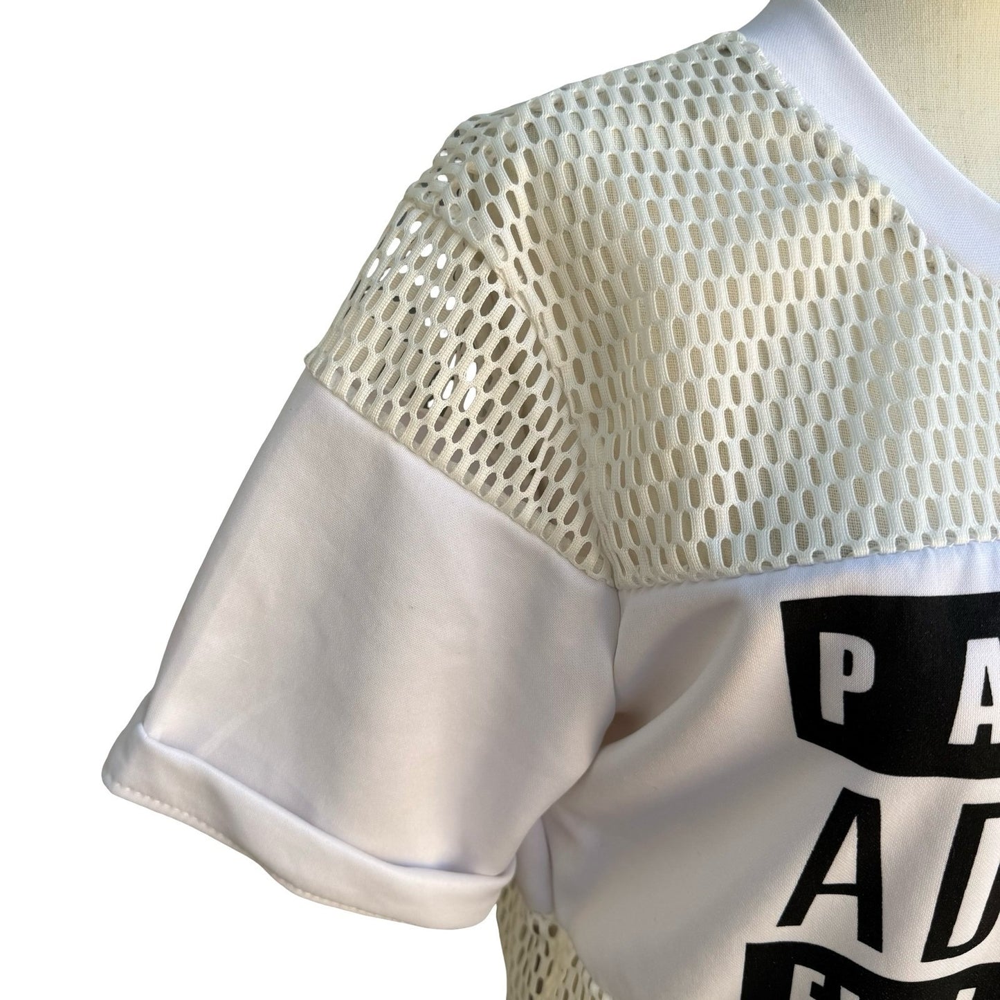 Parental Advisory Explicit Content Y2K Graphic Mesh Crop Top Streetwear Urban M