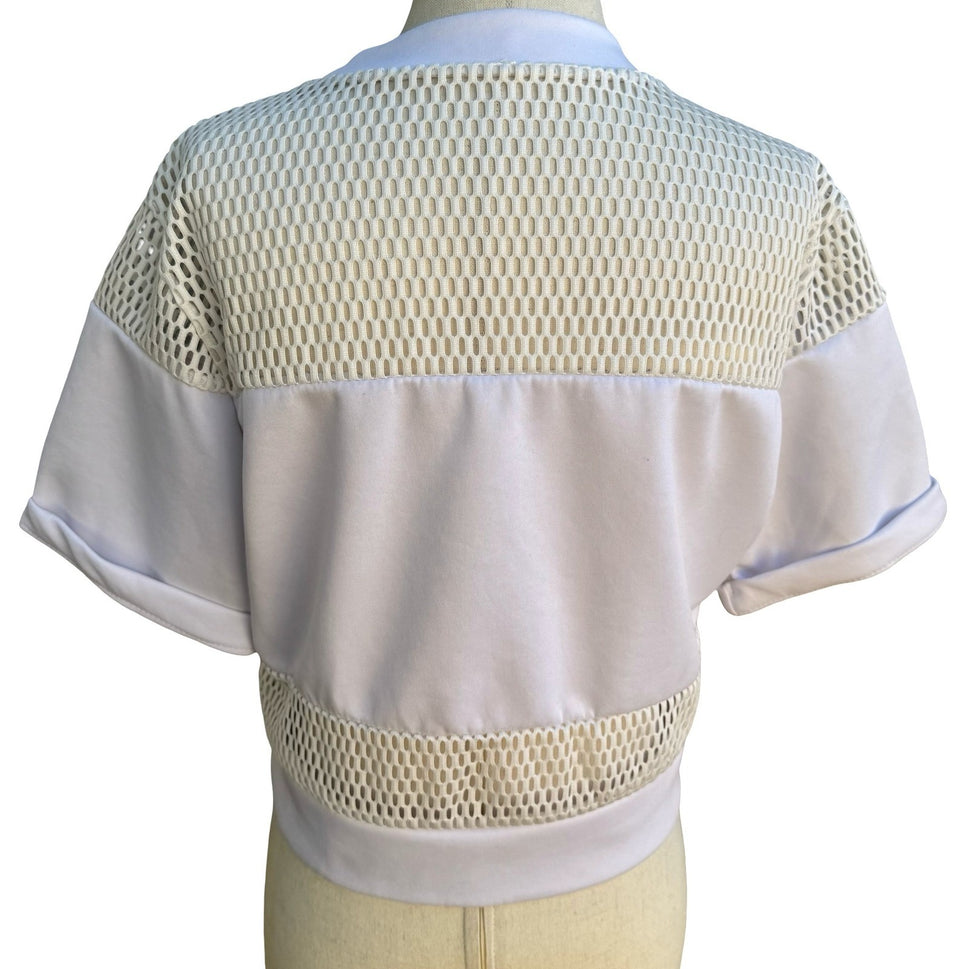 Parental Advisory Explicit Content Y2K Graphic Mesh Crop Top Streetwear Urban M