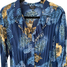 Switch Piano Womens Blue Paisley Floral Leopard Beaded Ruffle Blouse Medium Boho Gypsy 3 image