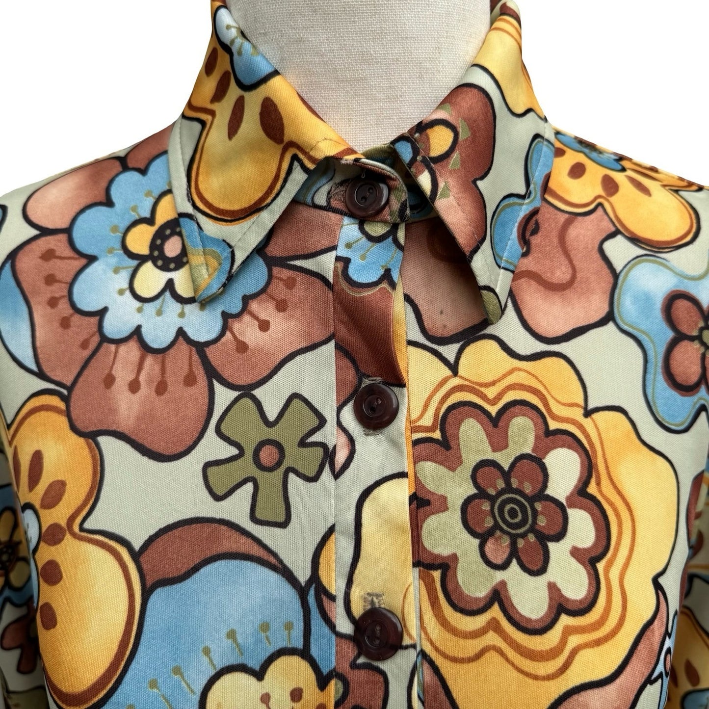 Bonkers Clothing Co Vintage 70s Floral Mini Dress Disco Groovy Mod Psychedelic S