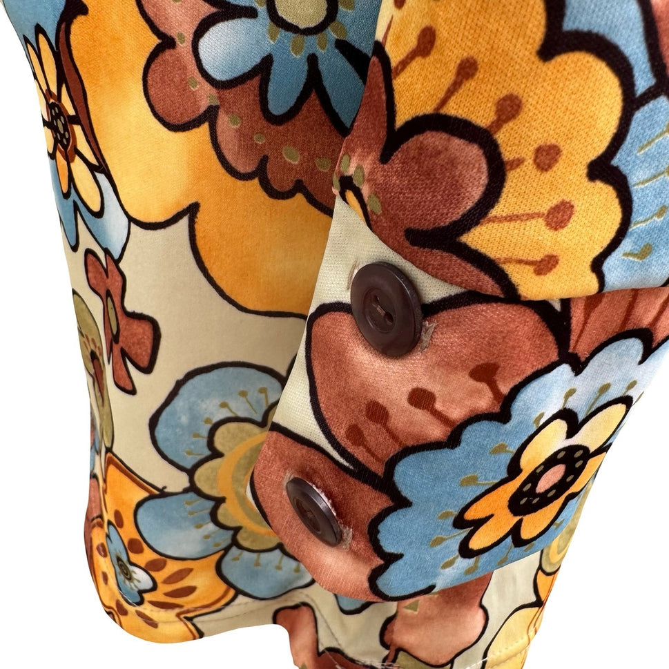 Bonkers Clothing Co Vintage 70s Floral Mini Dress Disco Groovy Mod Psychedelic S