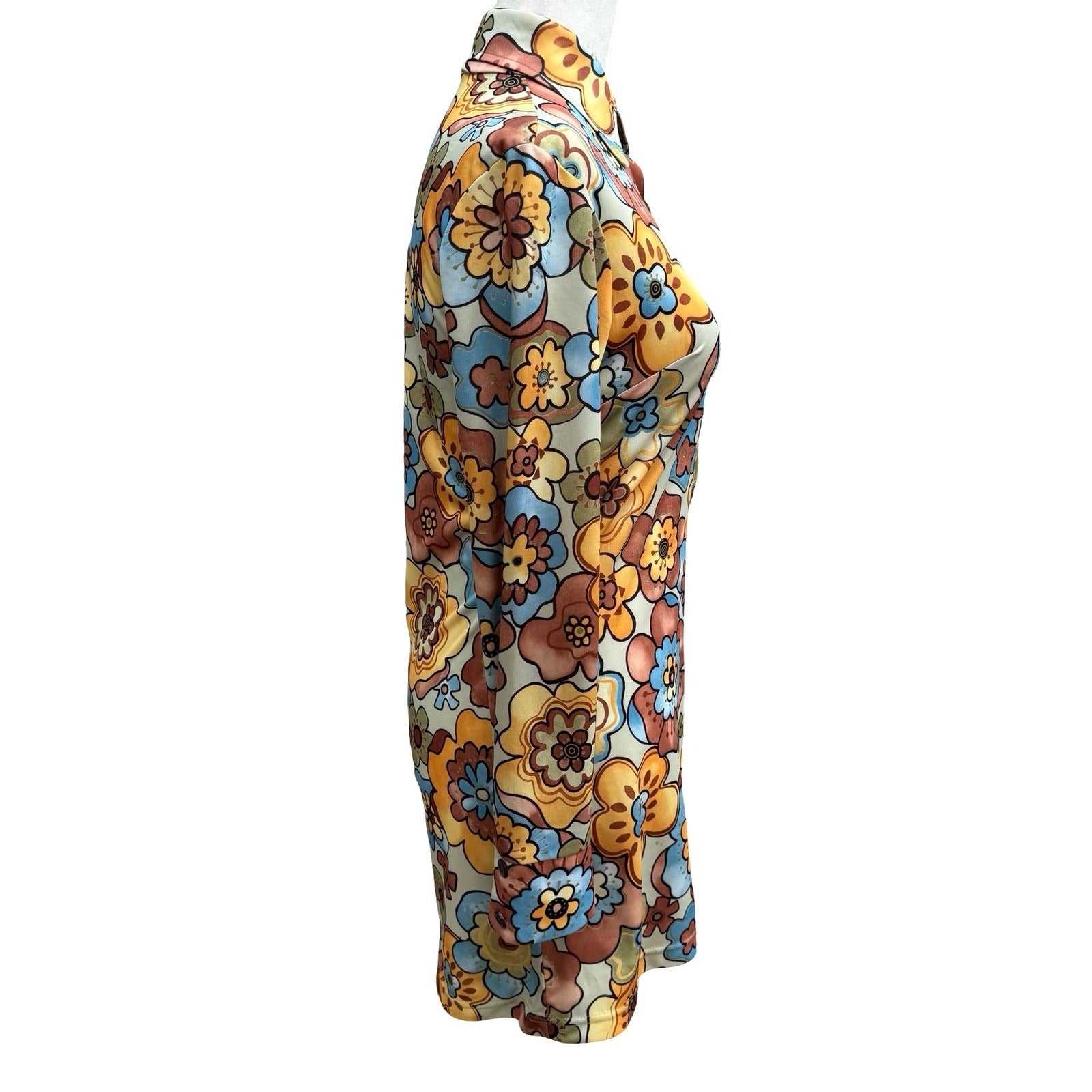 Bonkers Clothing Co Vintage 70s Floral Mini Dress Disco Groovy Mod Psychedelic S