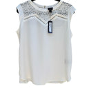 Switch Worthington Womens PL Sleeveless Lace Yoke Blouse Snowdrift White Back Zip NWT 3 image