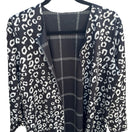 Switch Reversible Leopard Print Plaid Open Front Cardigan Black White Large Layering 2 image