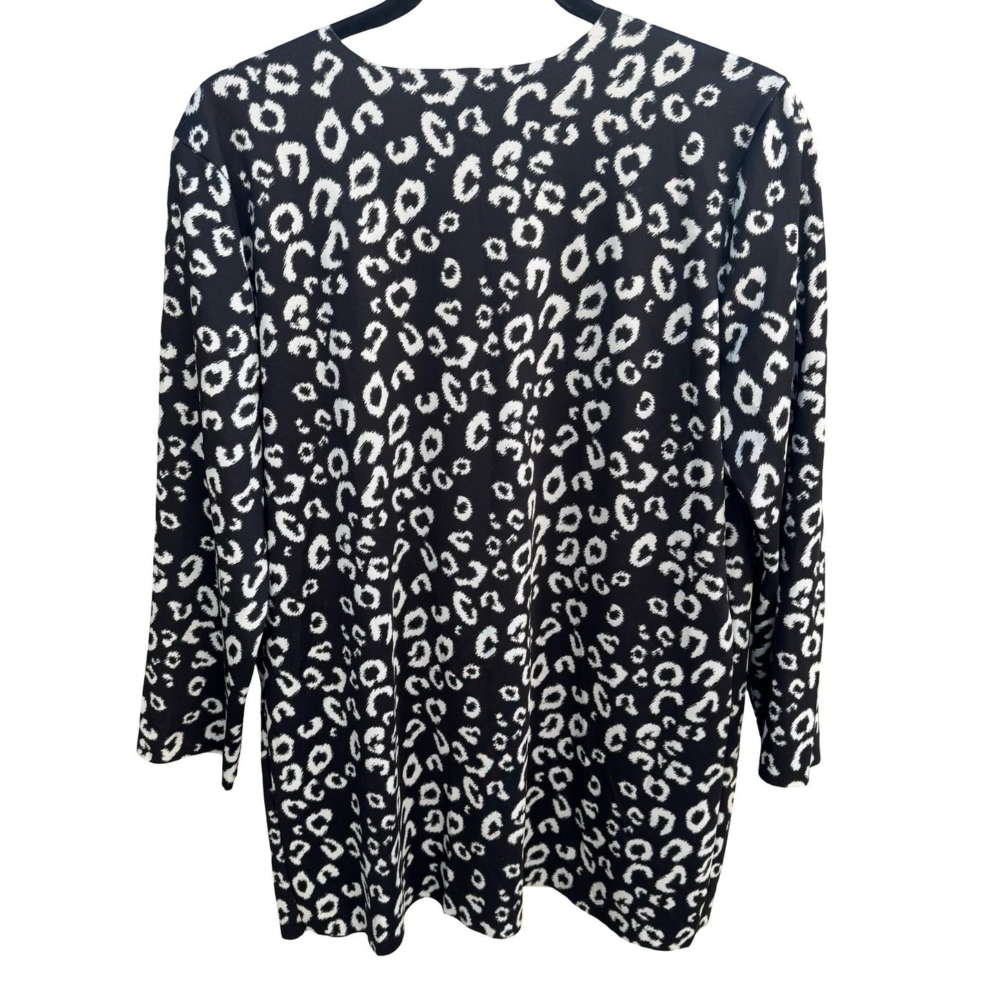Reversible Leopard Print Plaid Open Front Cardigan Black White Large Layering