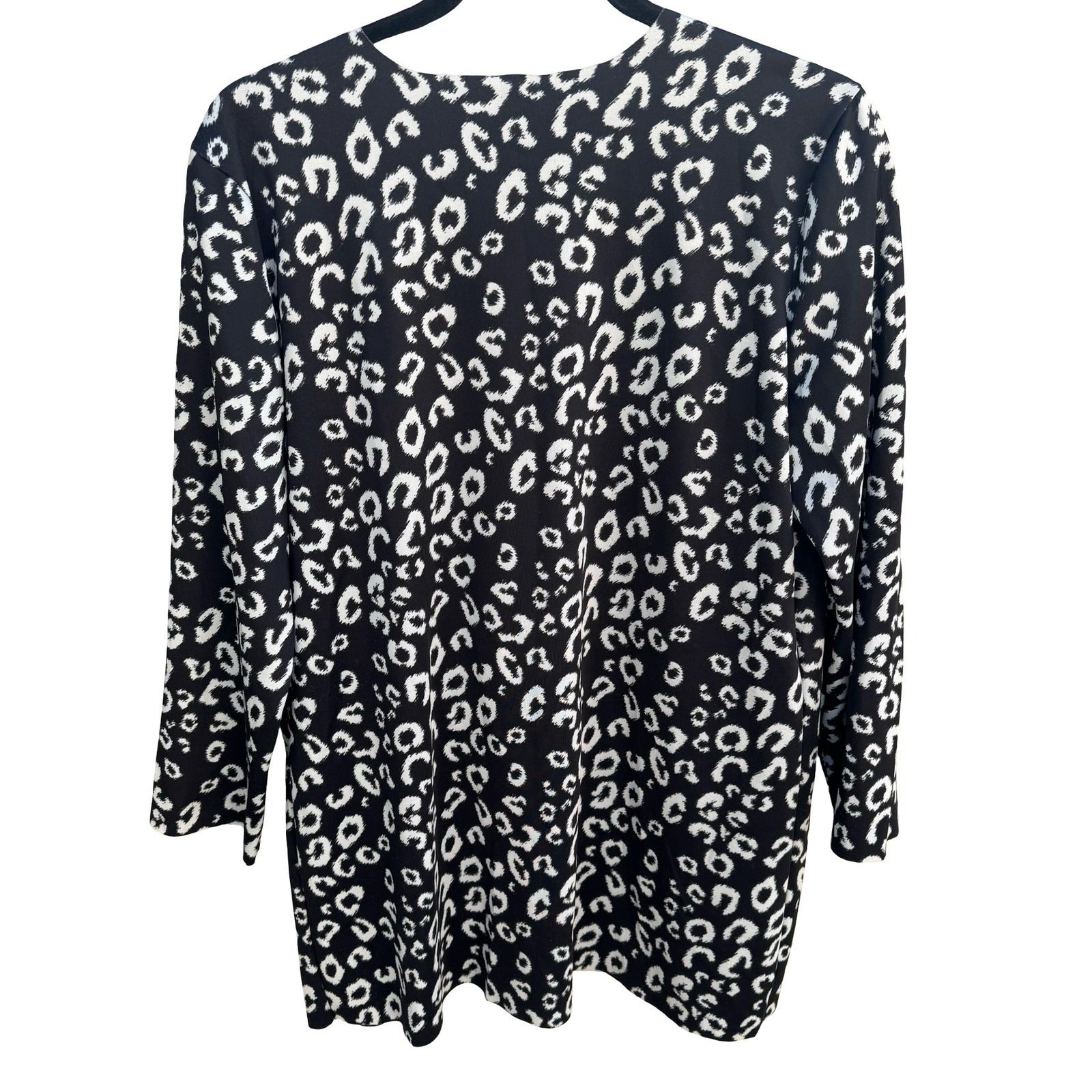 Reversible Leopard Print Plaid Open Front Cardigan Black White Large Layering