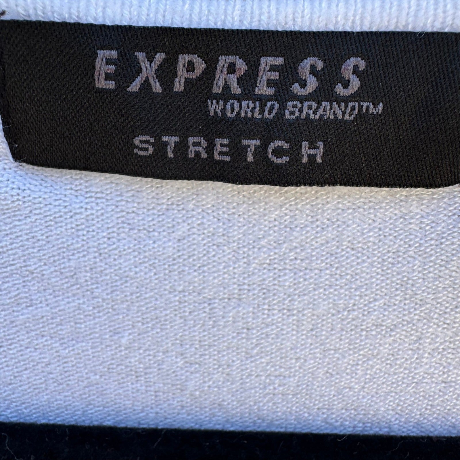 Express Y2K Minimalist White Deep V-Neck Clean Girl Stretch French Terry Top M