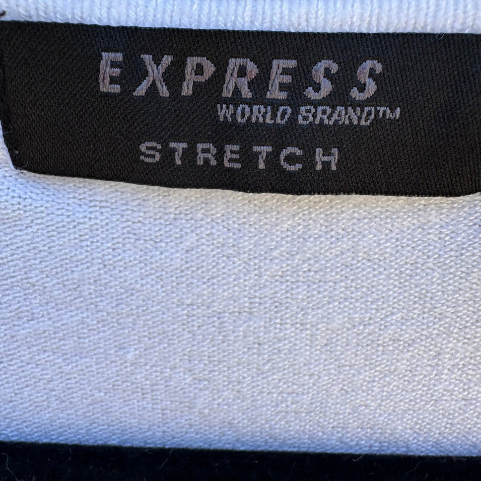 Express Y2K Minimalist White Deep V-Neck Clean Girl Stretch French Terry Top M