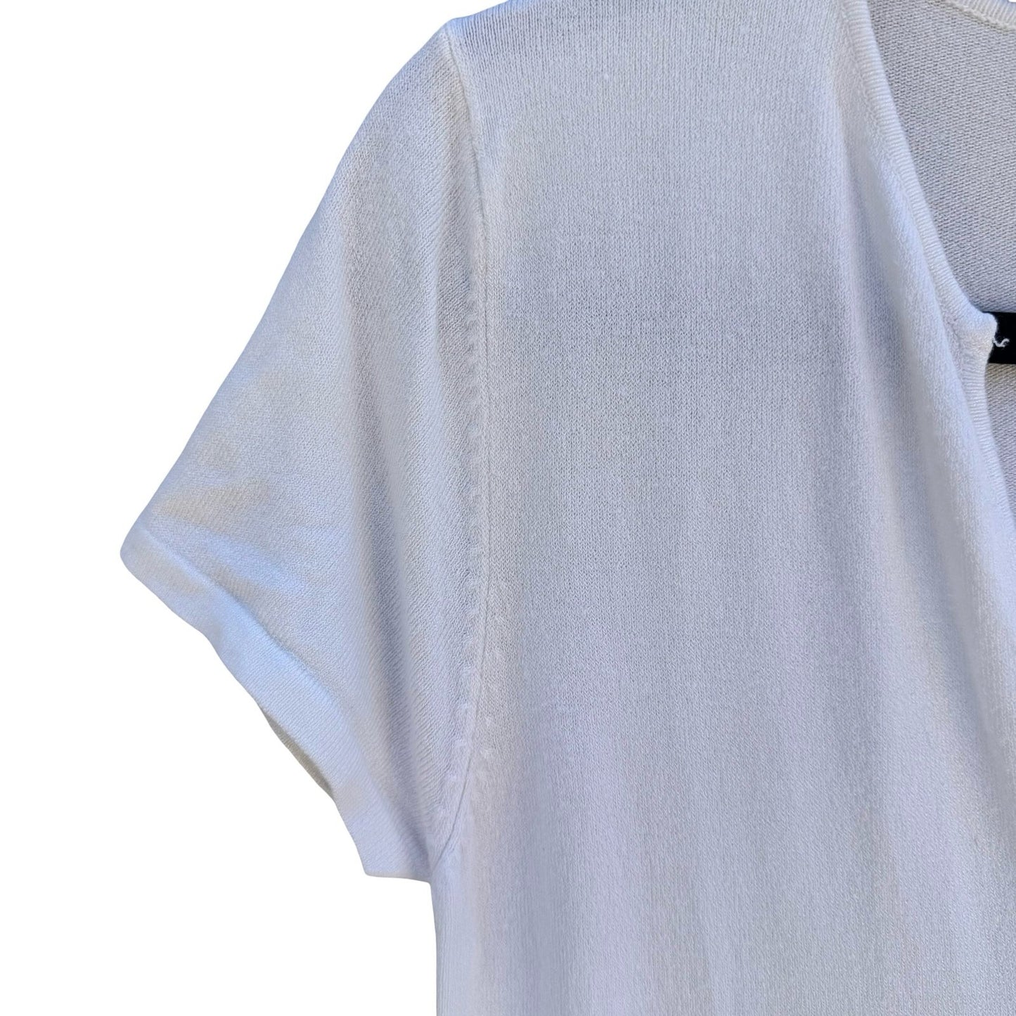 Express Y2K Minimalist White Deep V-Neck Clean Girl Stretch French Terry Top M