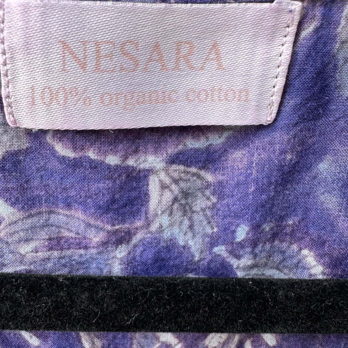 Nesara Organic Cotton Floral Boho Loungewear Kaftan Maxi Dress Purple Womens OS
