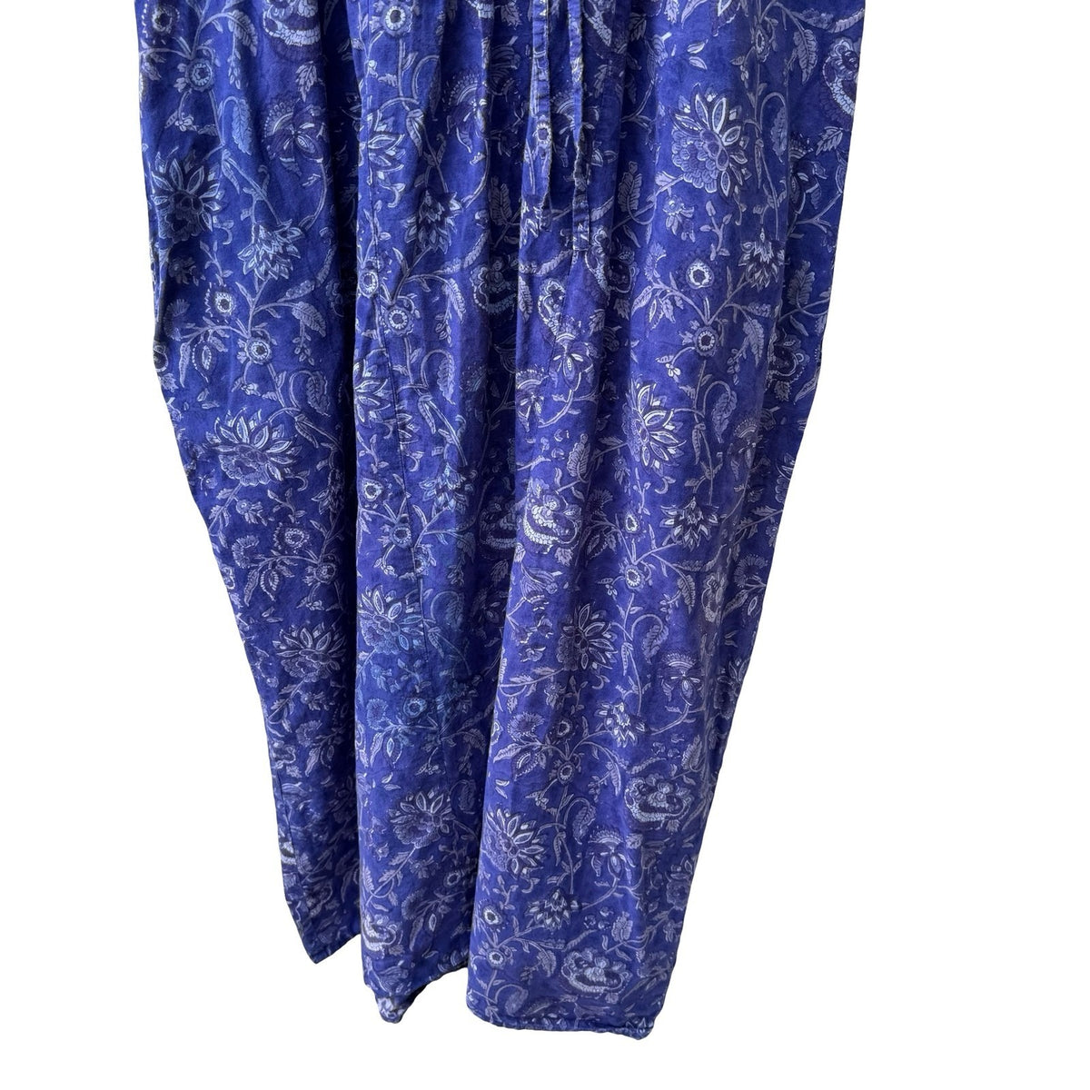 Nesara Organic Cotton Floral Boho Loungewear Kaftan Maxi Dress Purple Womens OS