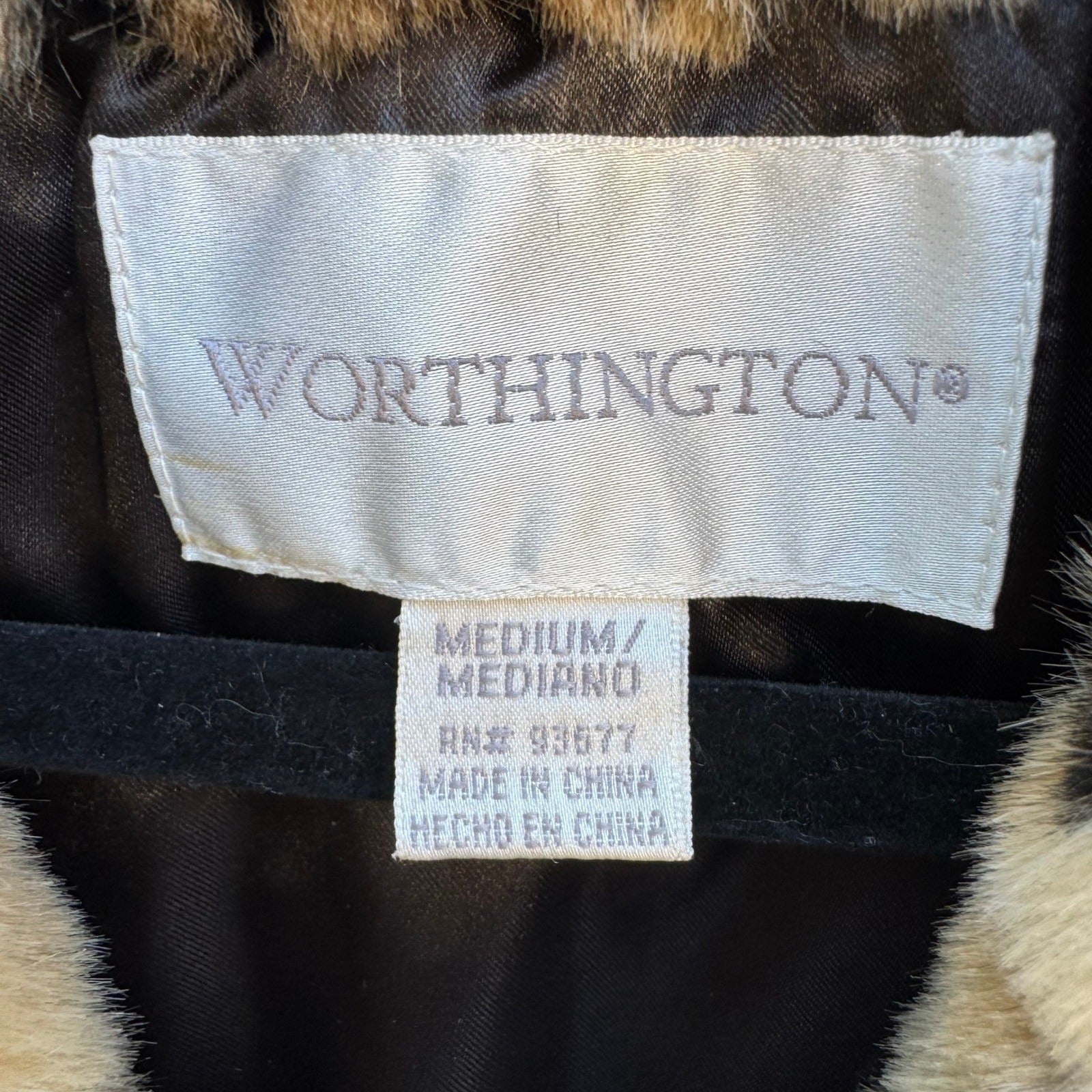 Worthington Mob Wife Glam Streetwear Leopard Print Cruelty Free Faux Fur Coat M