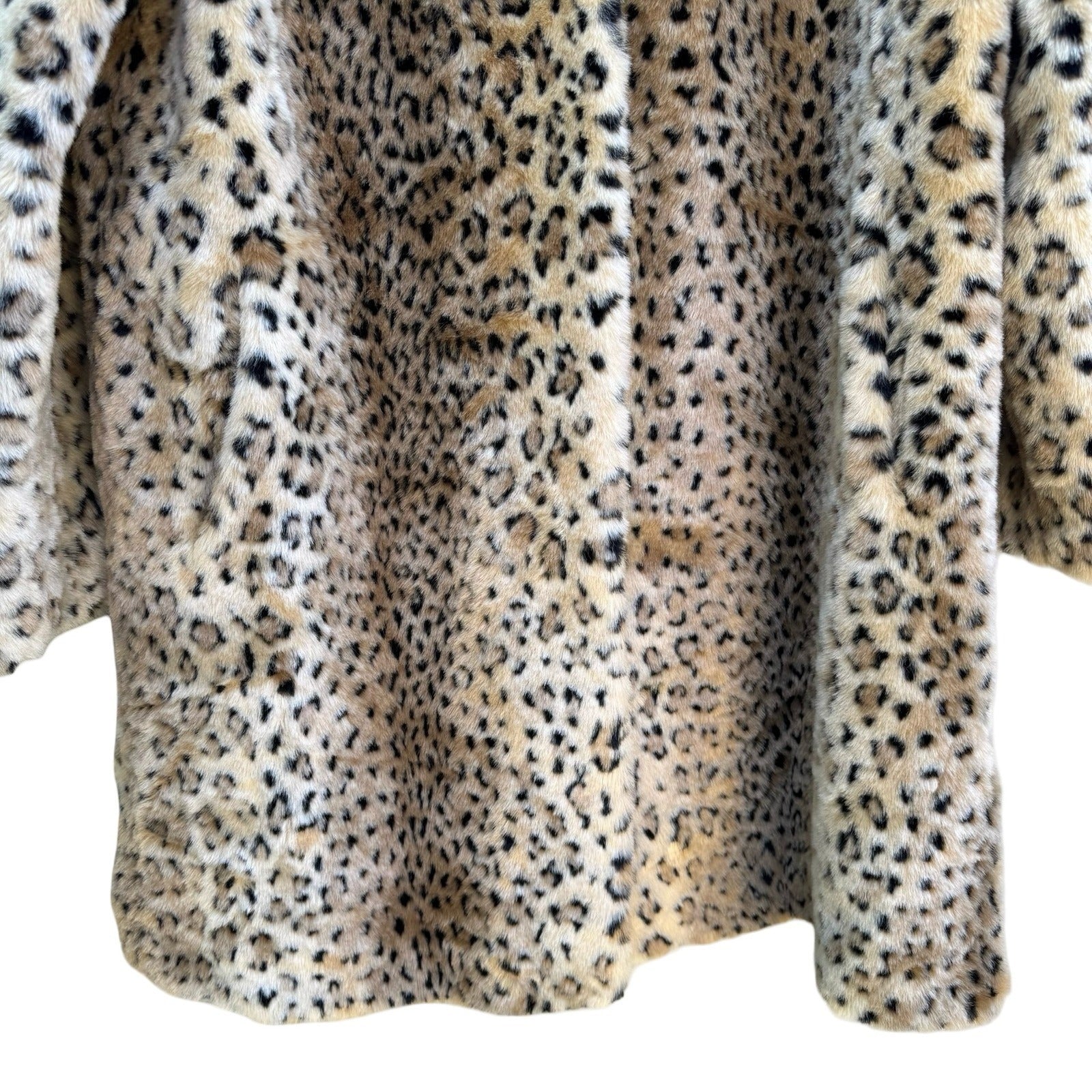 Worthington Mob Wife Glam Streetwear Leopard Print Cruelty Free Faux Fur Coat M